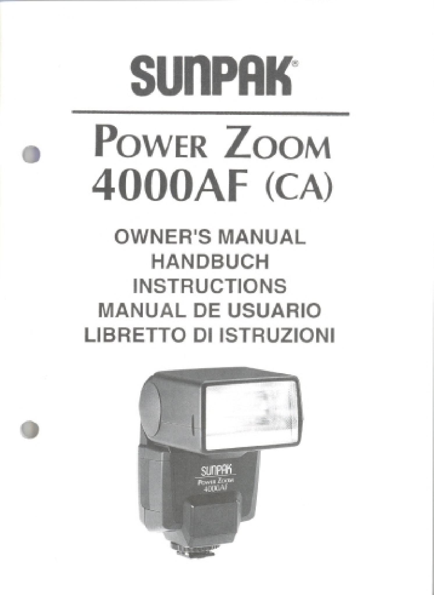 Sunpak 4000AF Camera Accessories User Manual