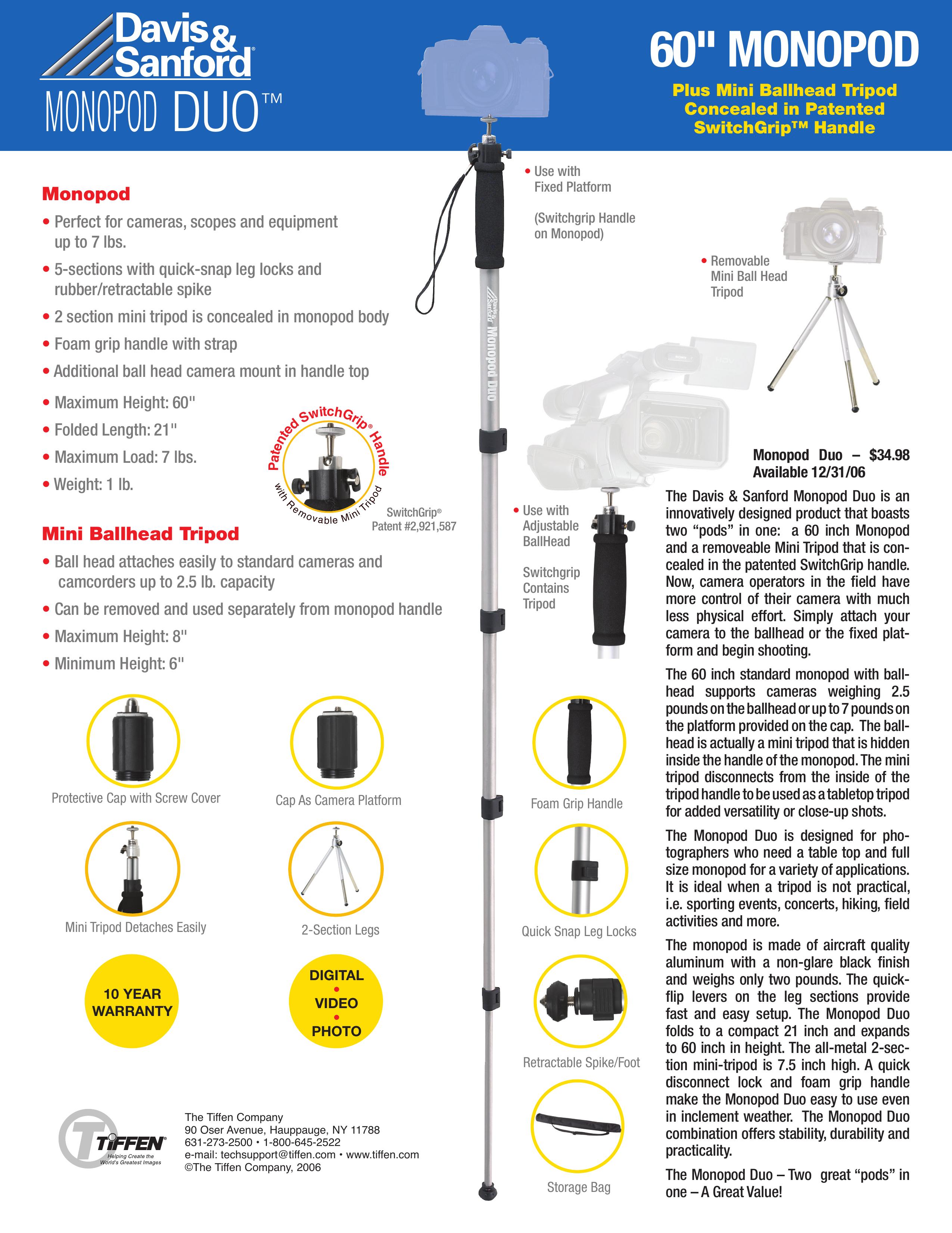 Tiffen 60" Monopod Camera Accessories User Manual