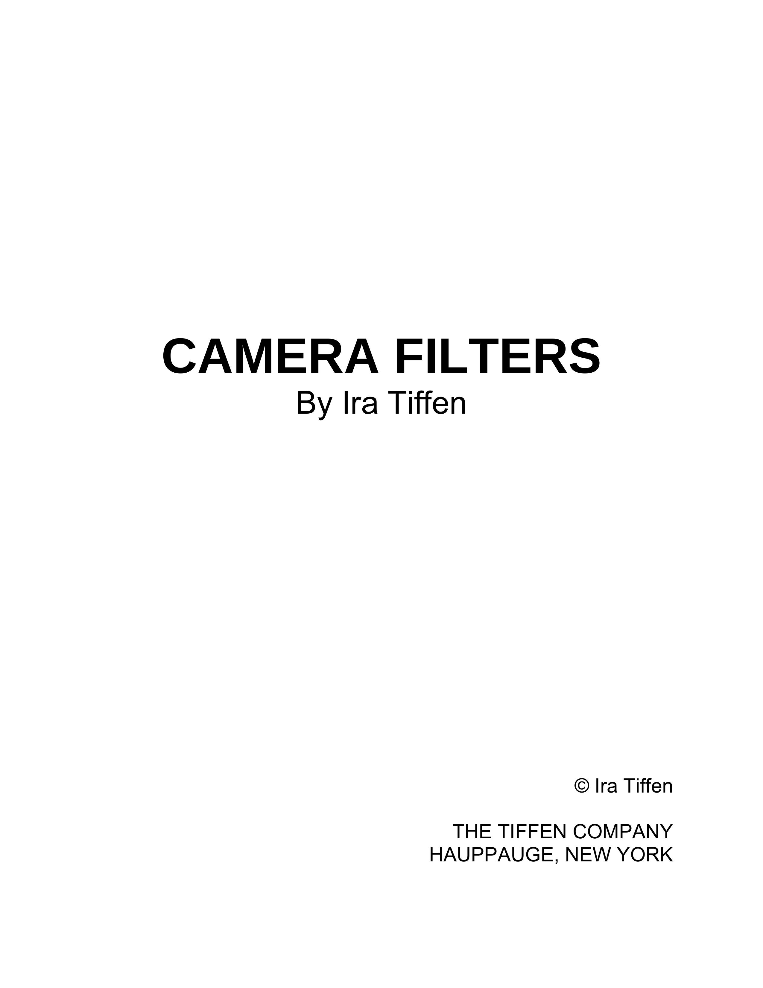 Tiffen Camera Filters Camera Accessories User Manual