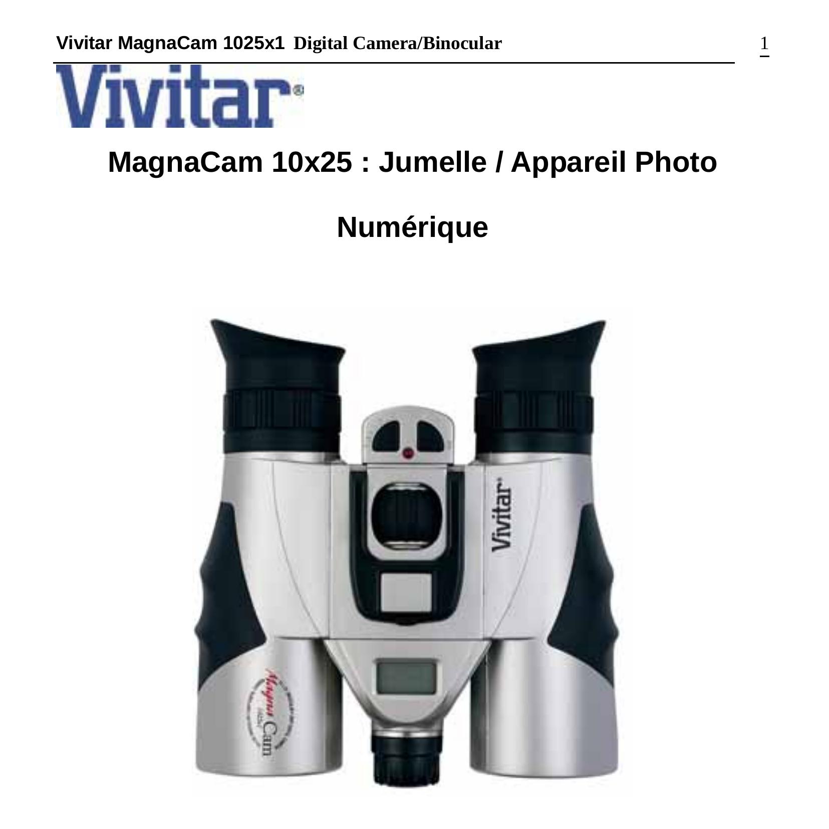 Vivitar MagnaCam 1025x1 Digital Camera/Binocular Camera Accessories User Manual