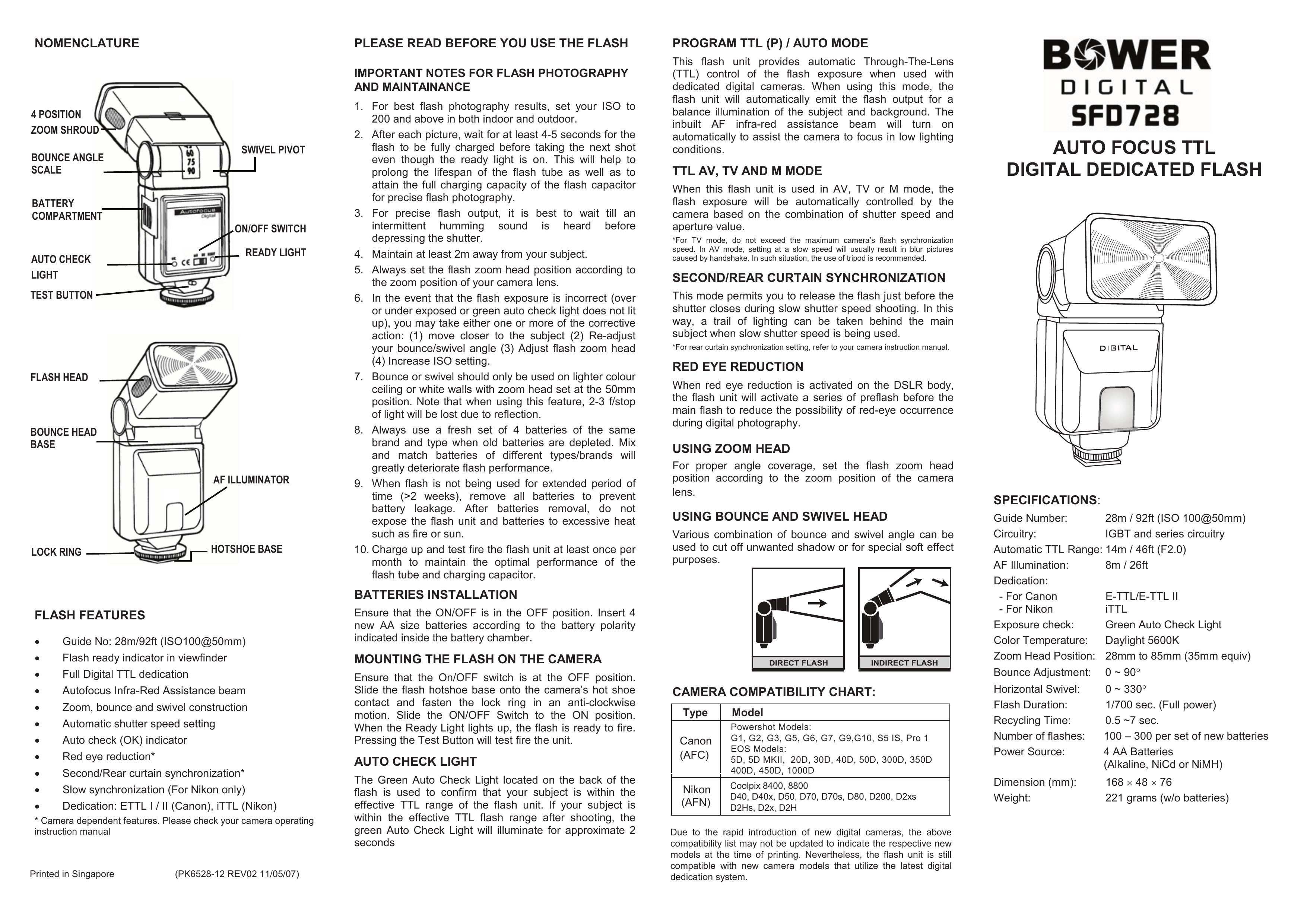 Bower SFD728 Camera Flash User Manual