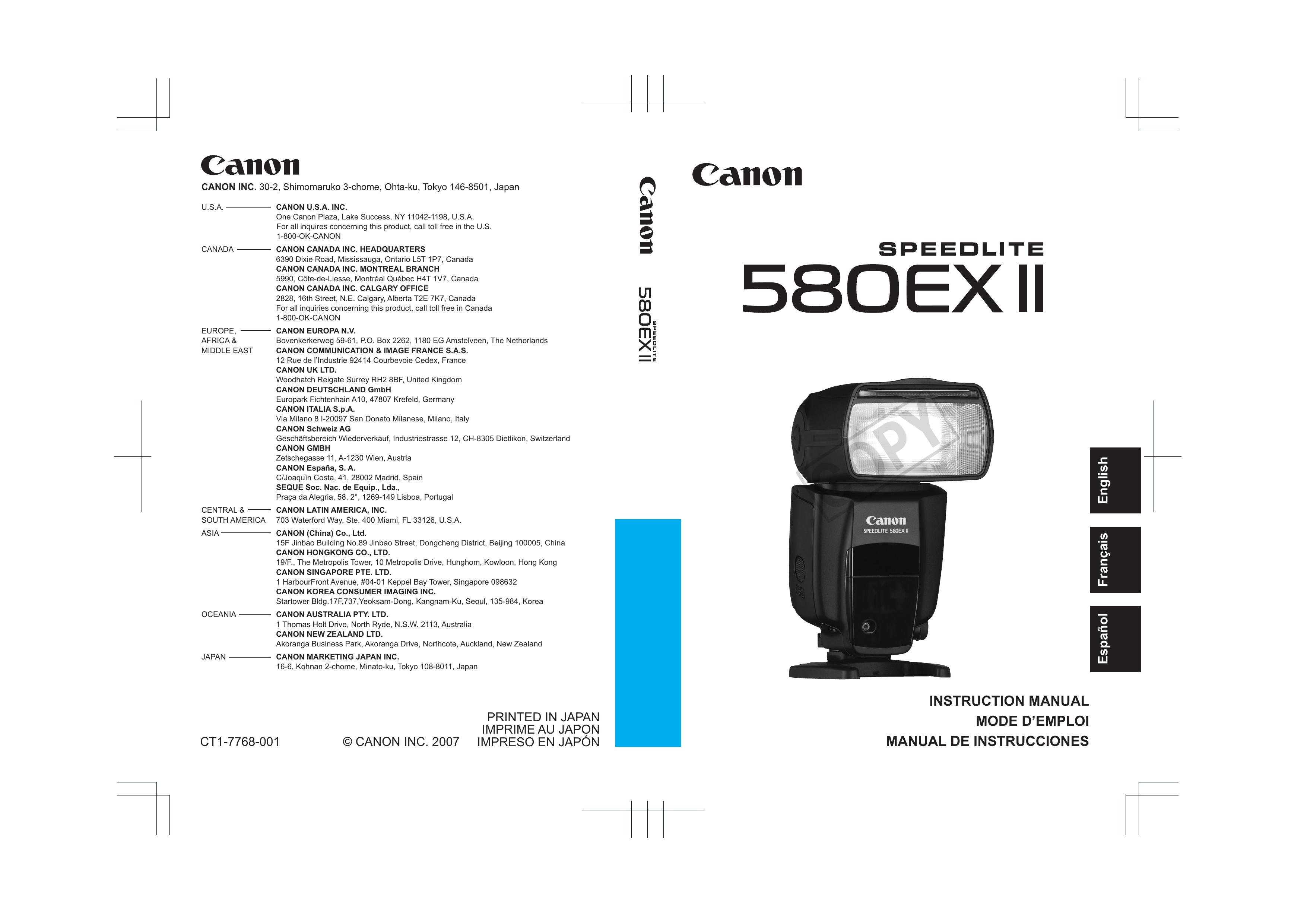 Canon 580EX II Camera Flash User Manual