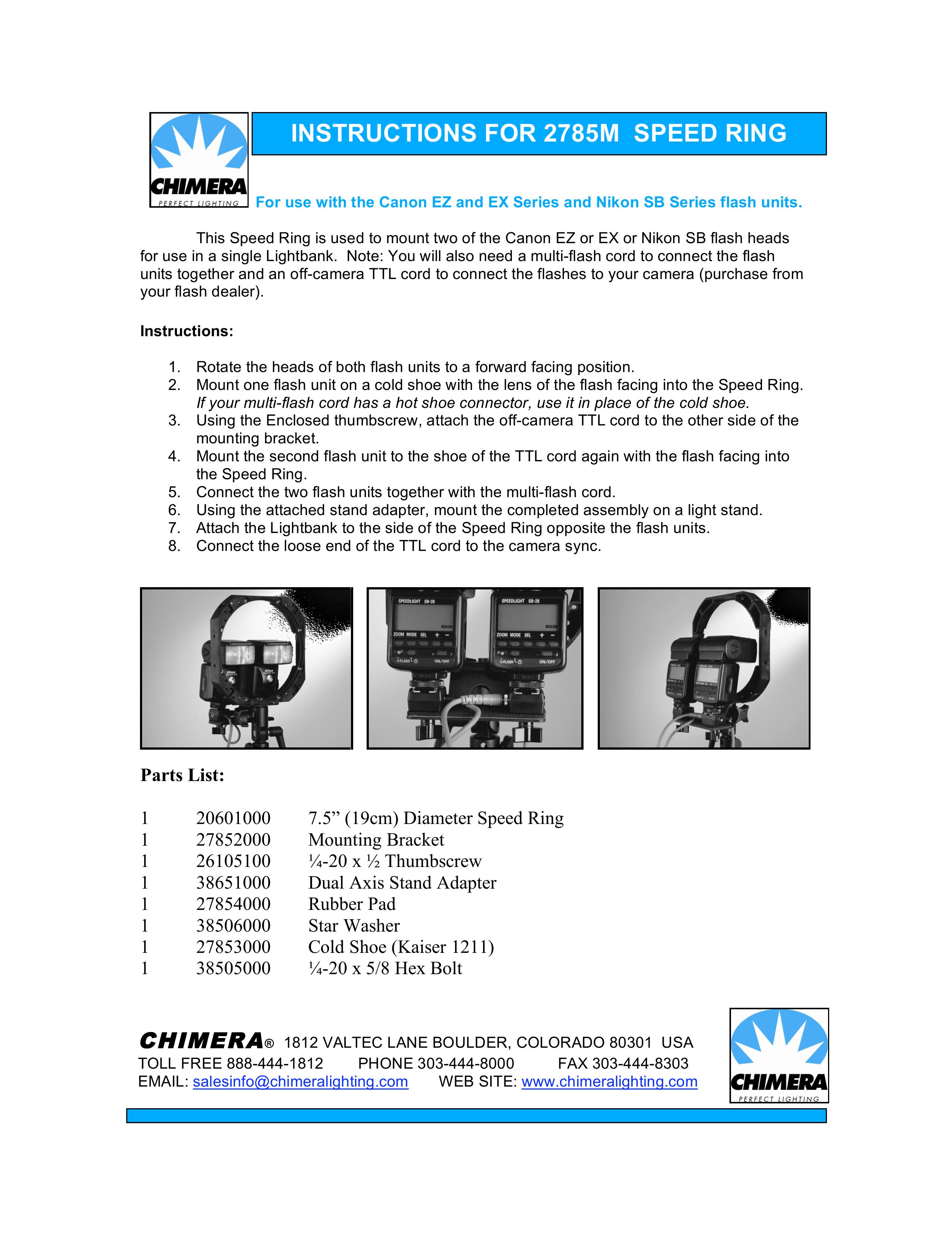 Chimera 2785M Camera Flash User Manual