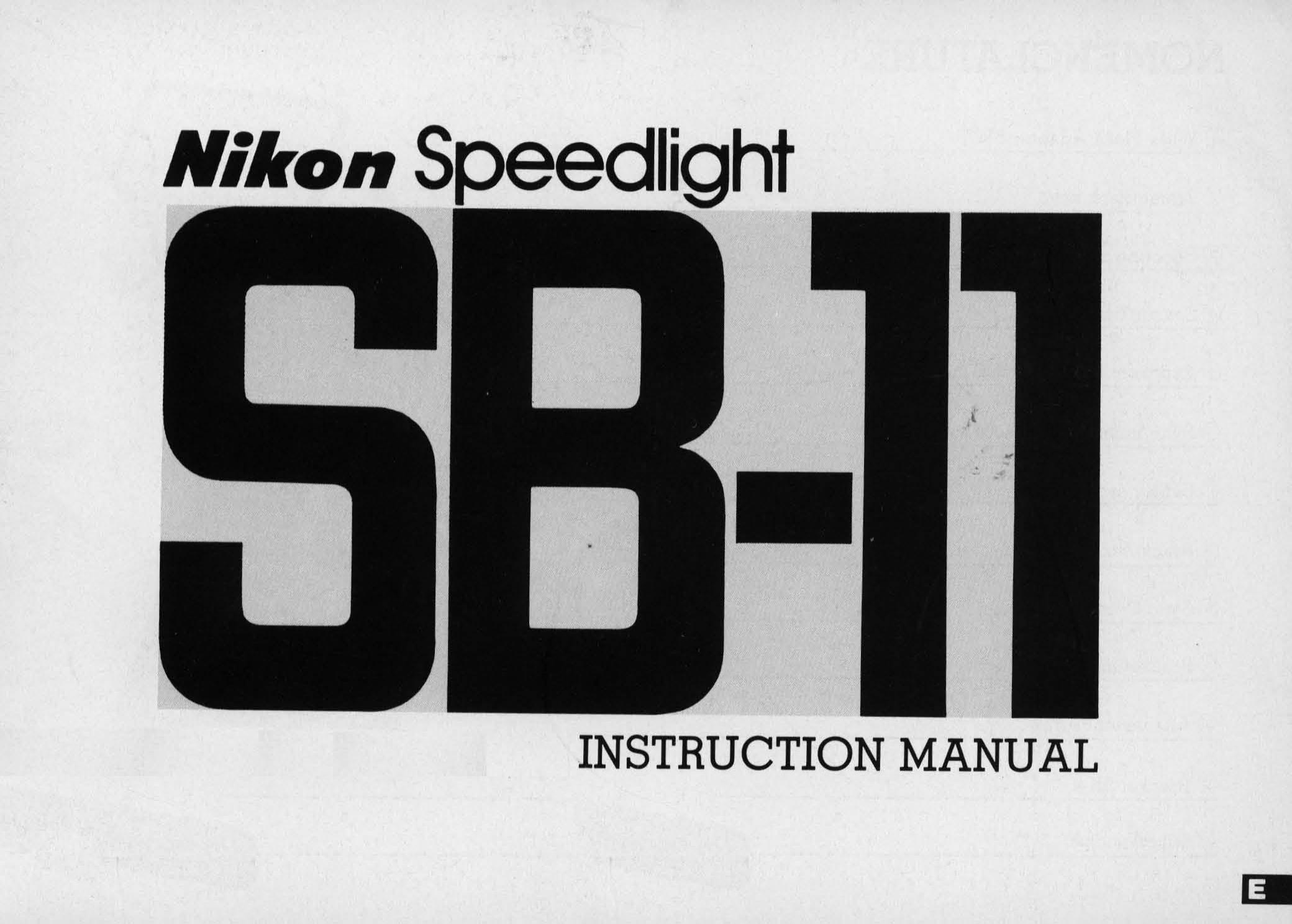 Nikon SB 11 Camera Flash User Manual