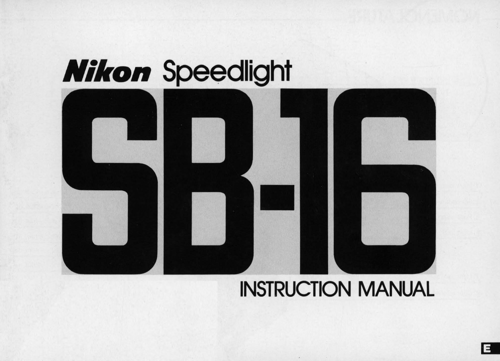 Nikon SB-16 Camera Flash User Manual