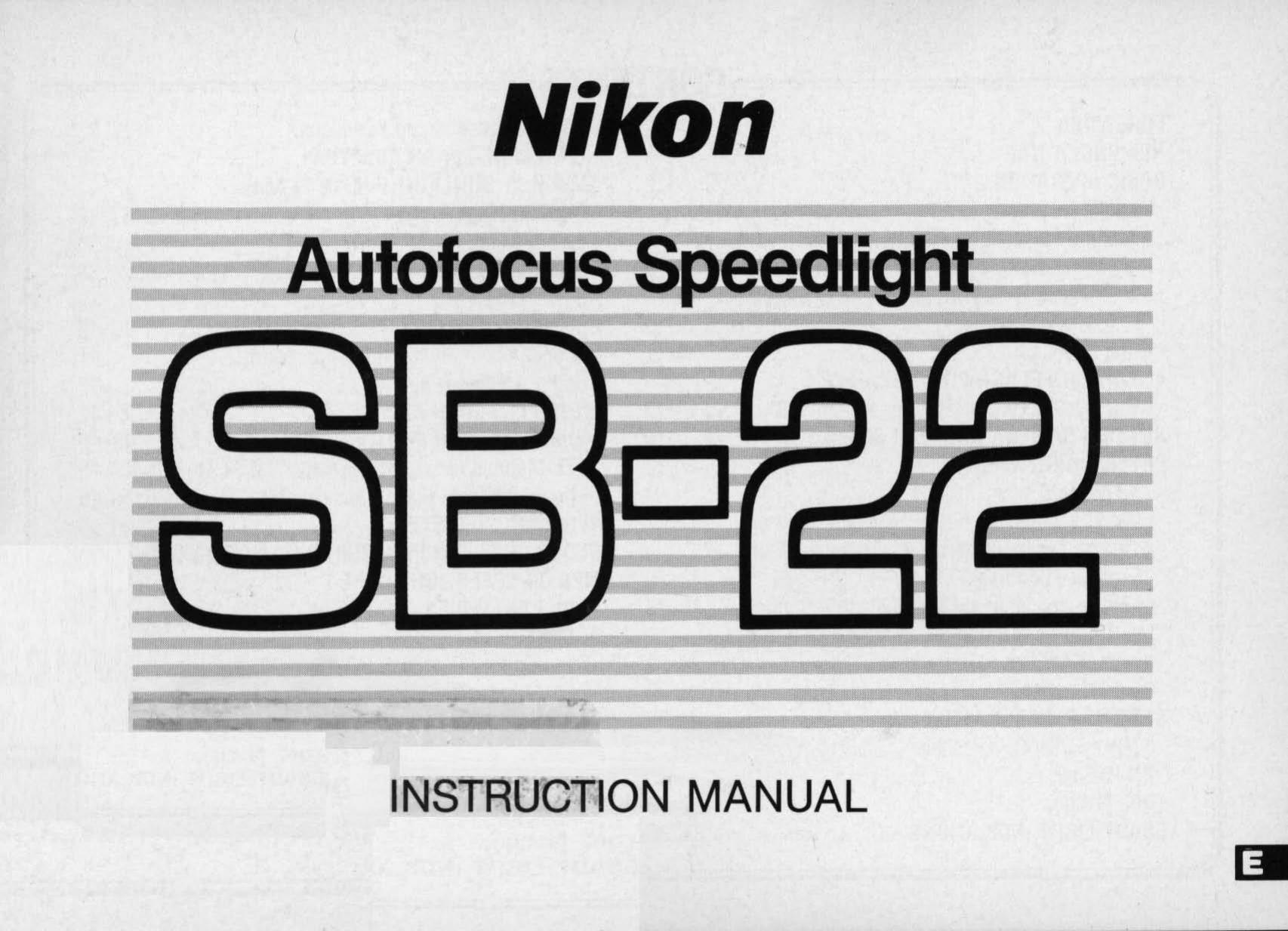 Nikon SB-22 Camera Flash User Manual