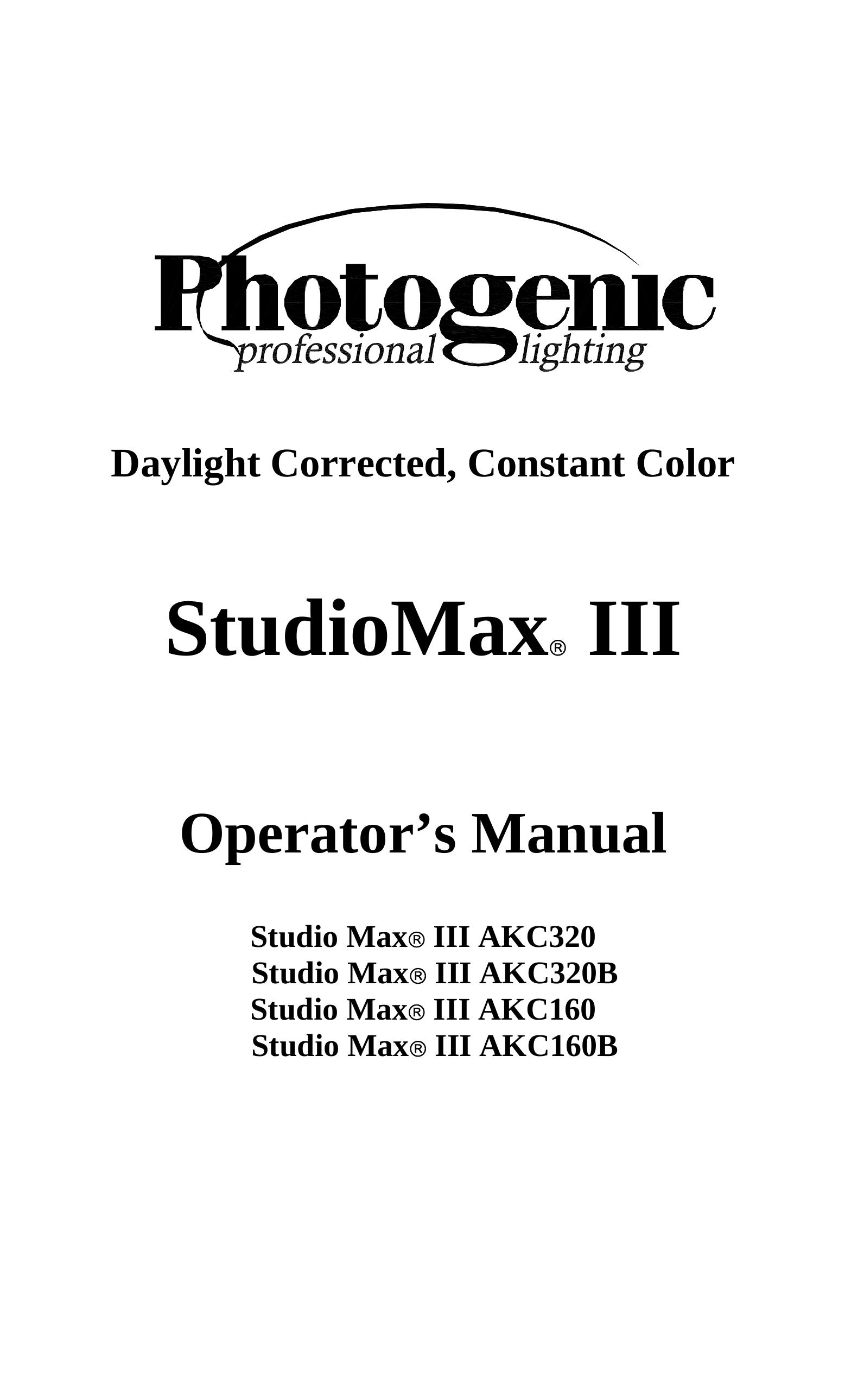 Photogenic Professional Lighting AKC320 Camera Flash User Manual