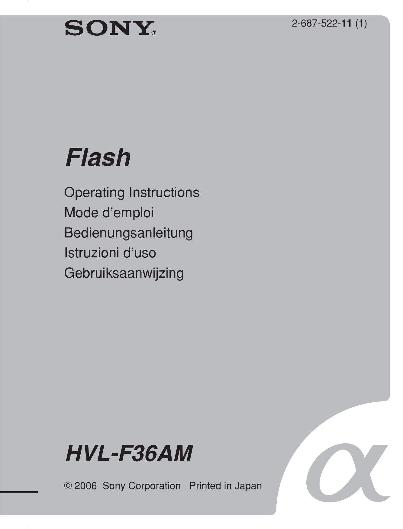 Sony HVL-F36AM Camera Flash User Manual