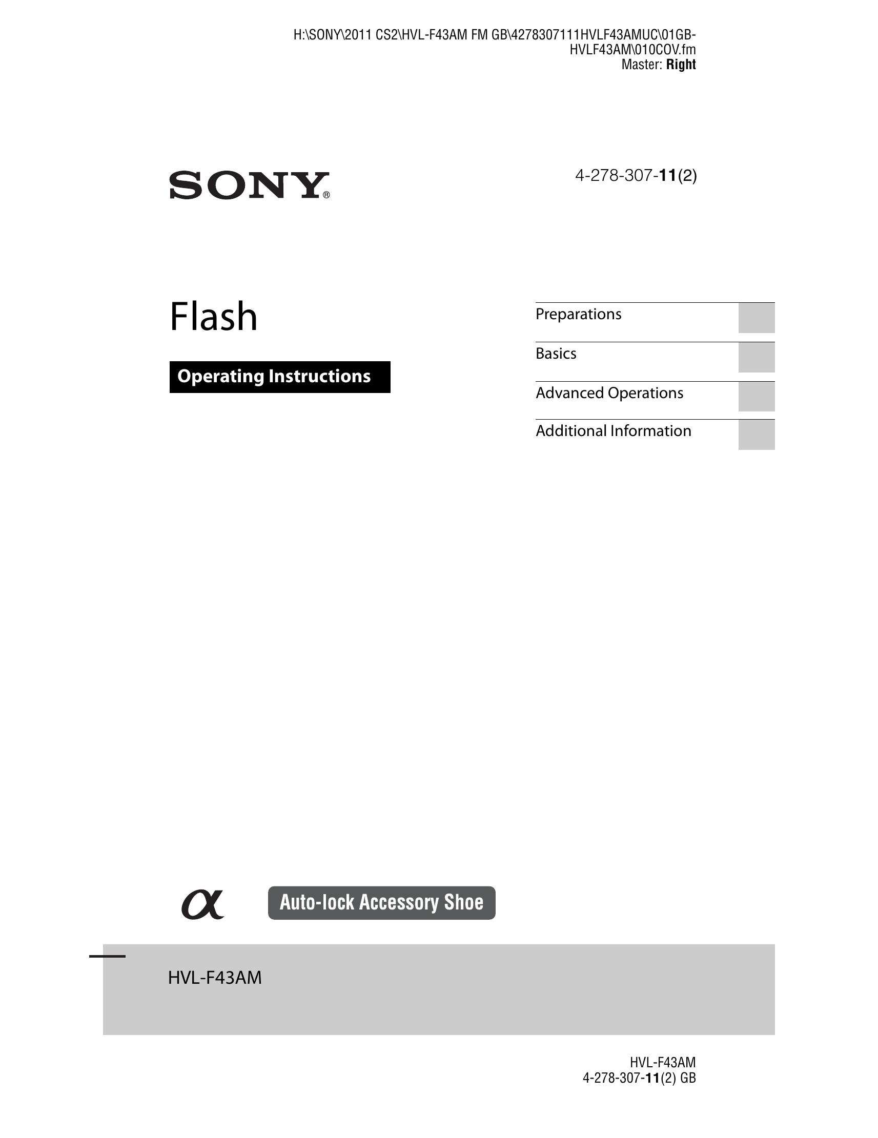 Sony HVL-F43AM Camera Flash User Manual