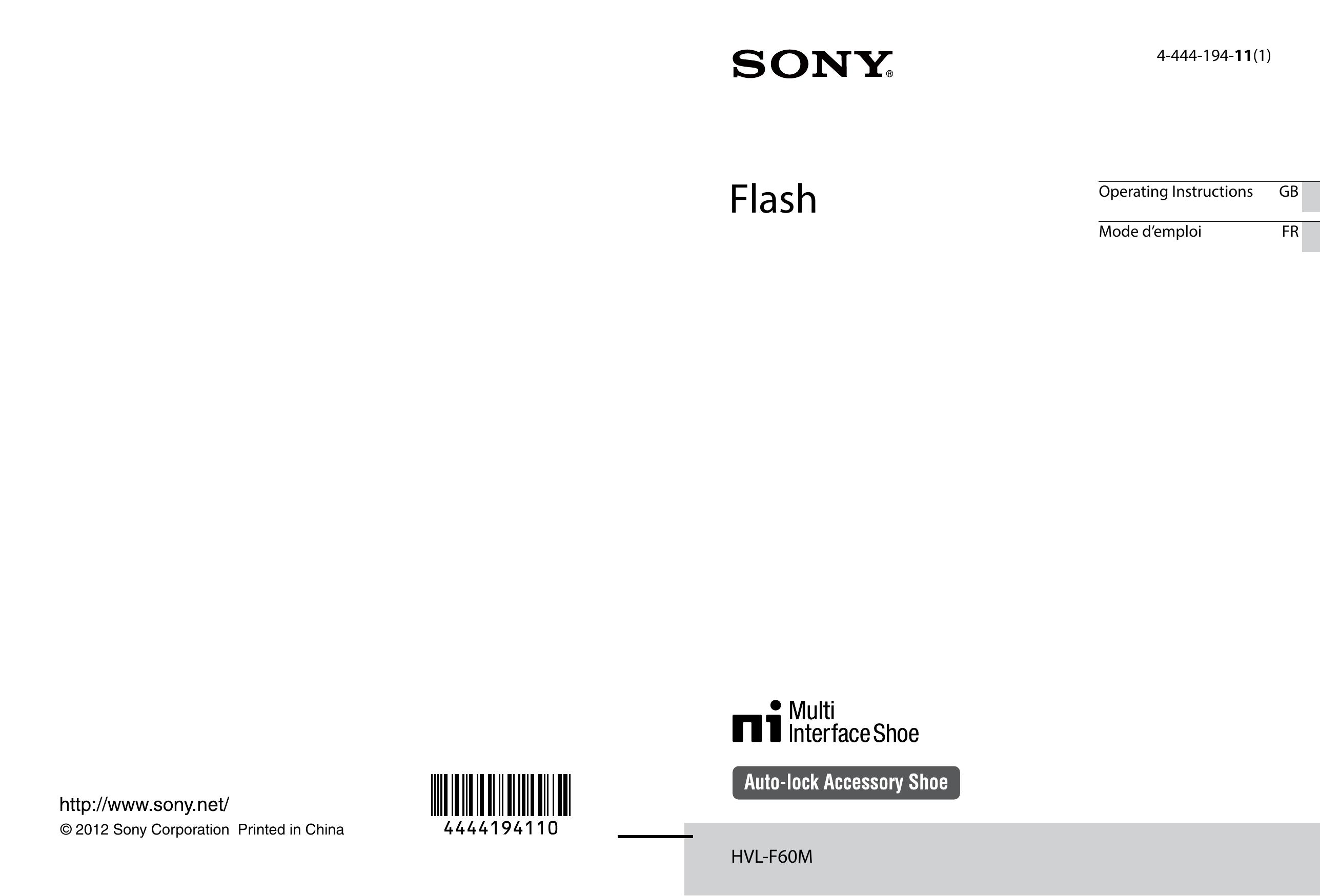 Sony HVLF60M Camera Flash User Manual