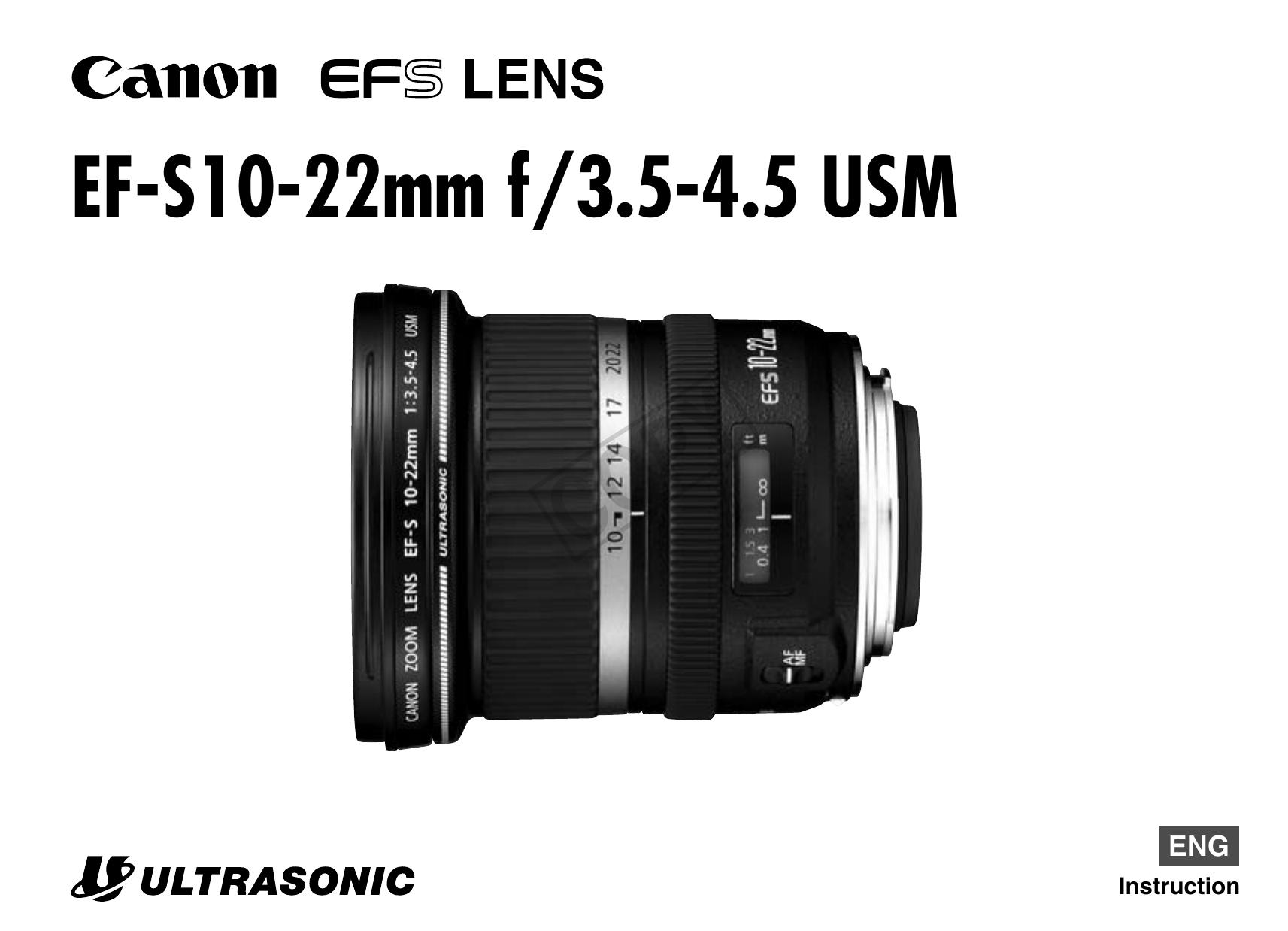 Canon 10-22mm Camera Lens User Manual