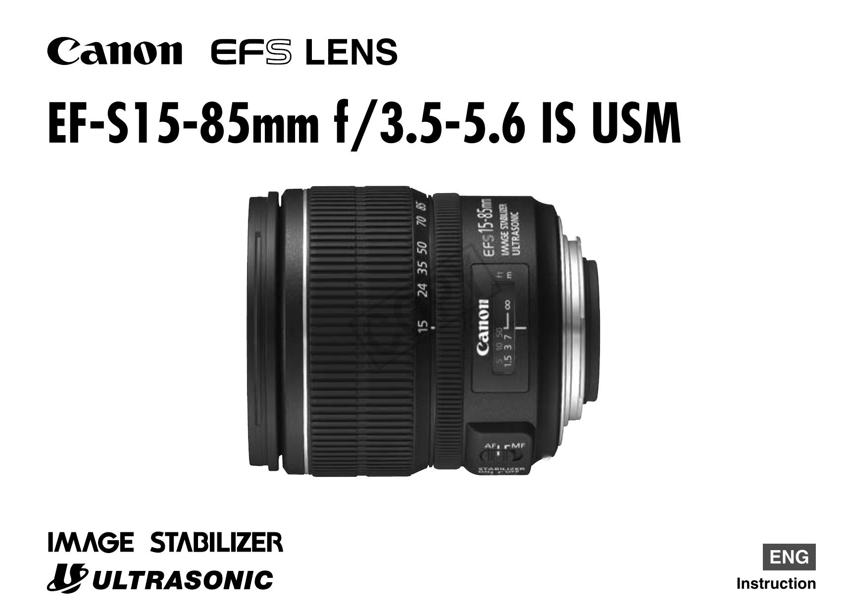 Canon 15-85mm Camera Lens User Manual