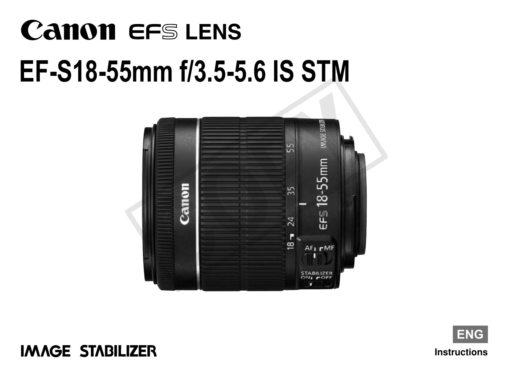 Canon 18-55mm f/3.5-5.6 IS STM Camera Lens User Manual