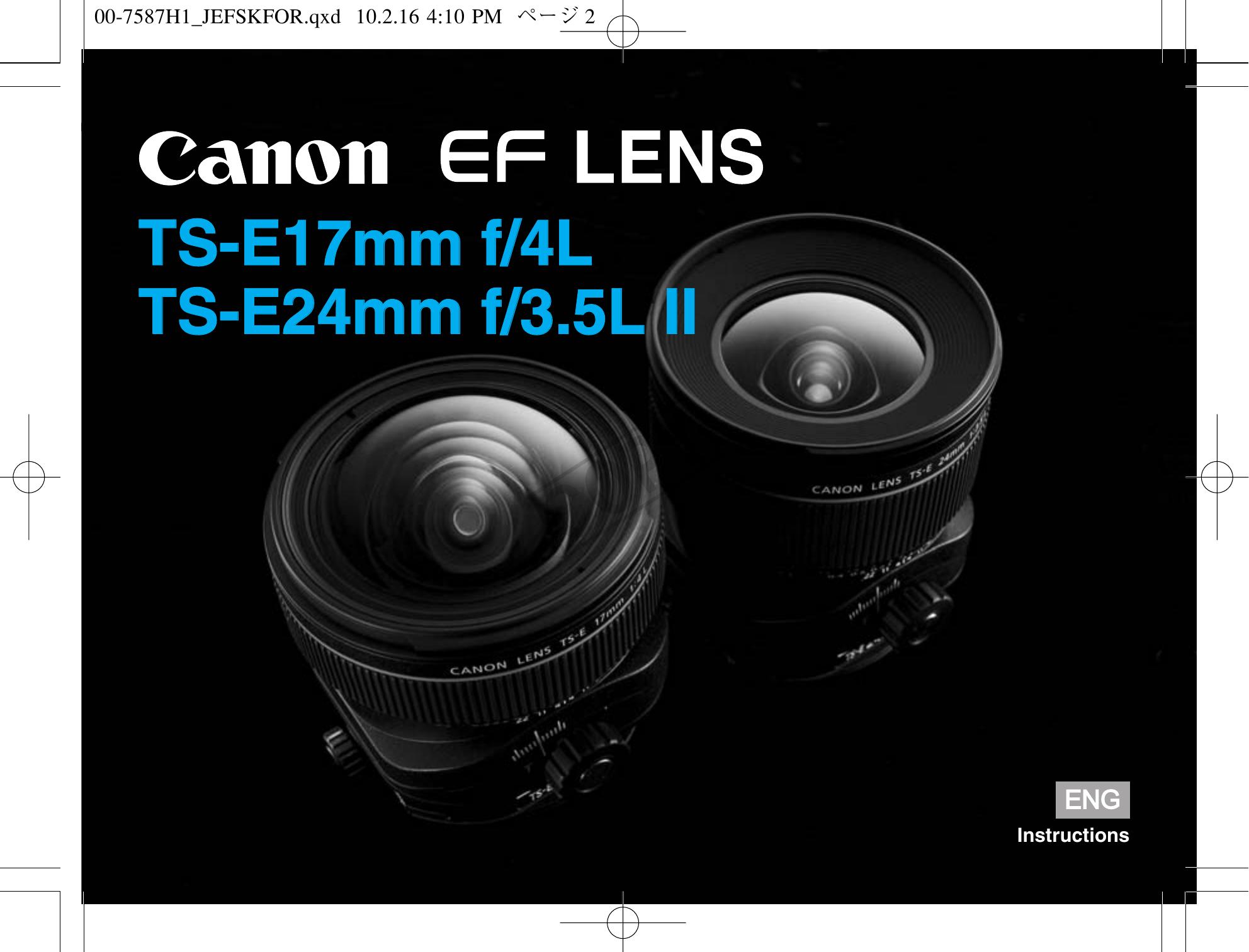 Canon 24mm F/3.5L Camera Lens User Manual