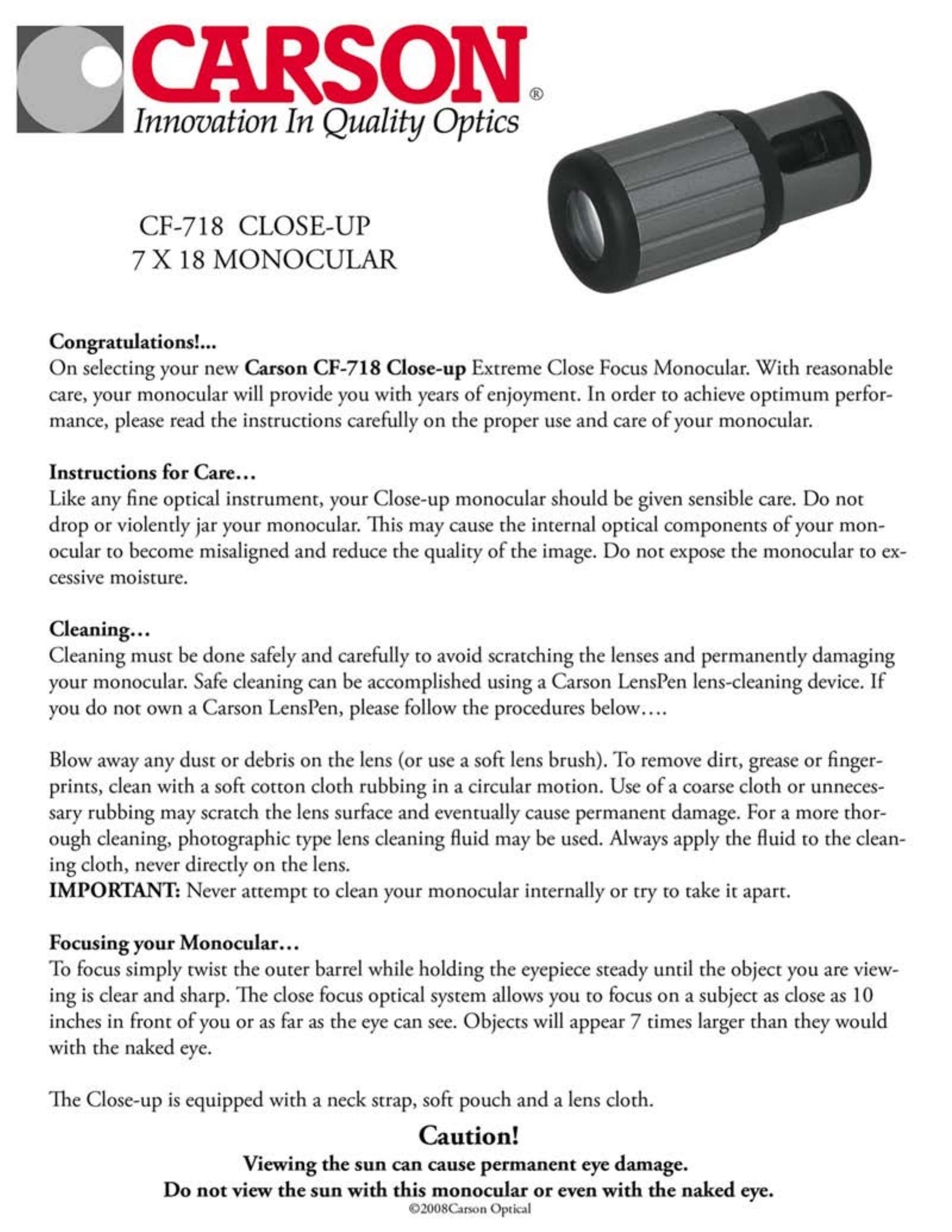 Carson Optical CF-718 Camera Lens User Manual