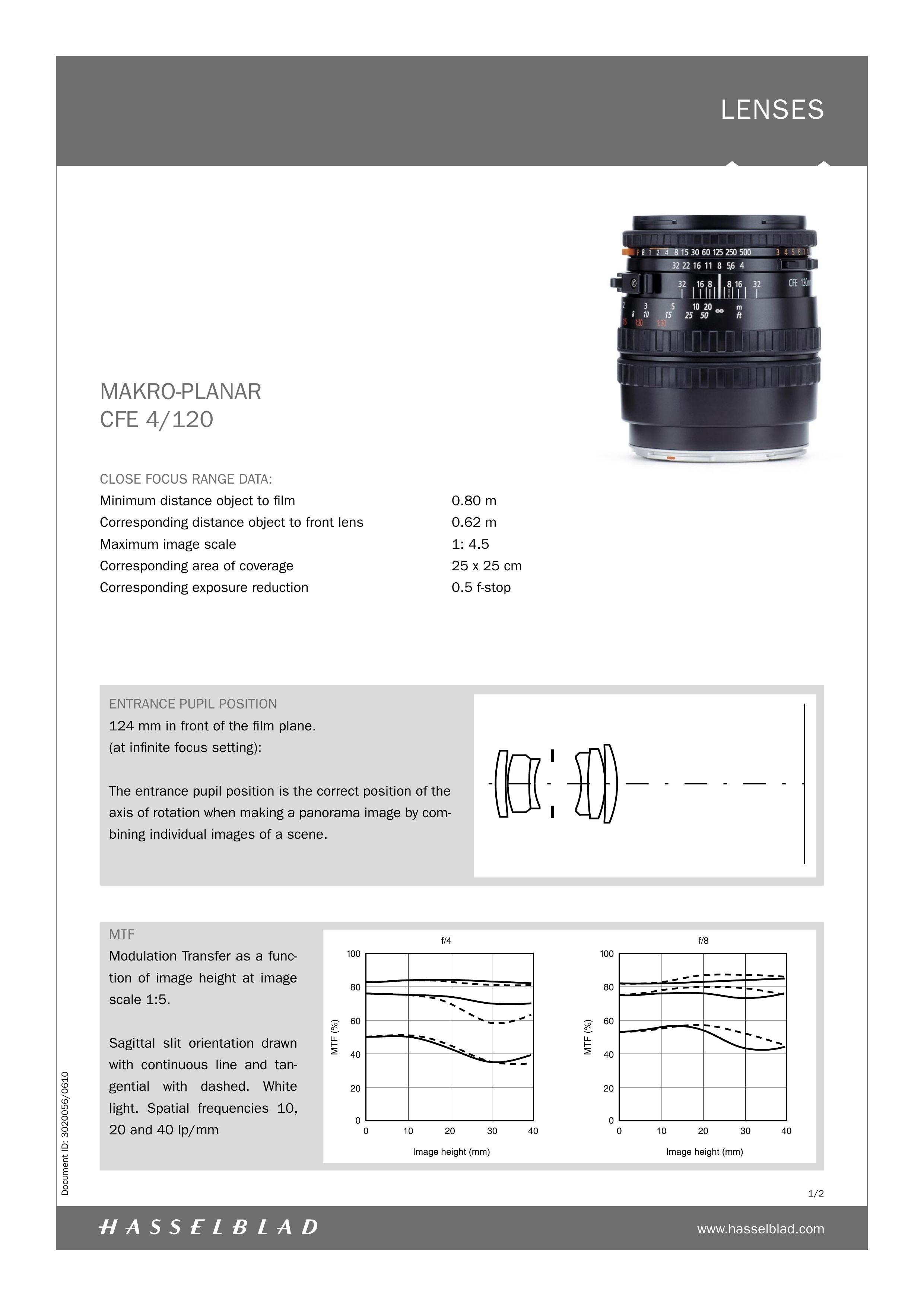 Hasselblad CFE 4/120 Camera Lens User Manual