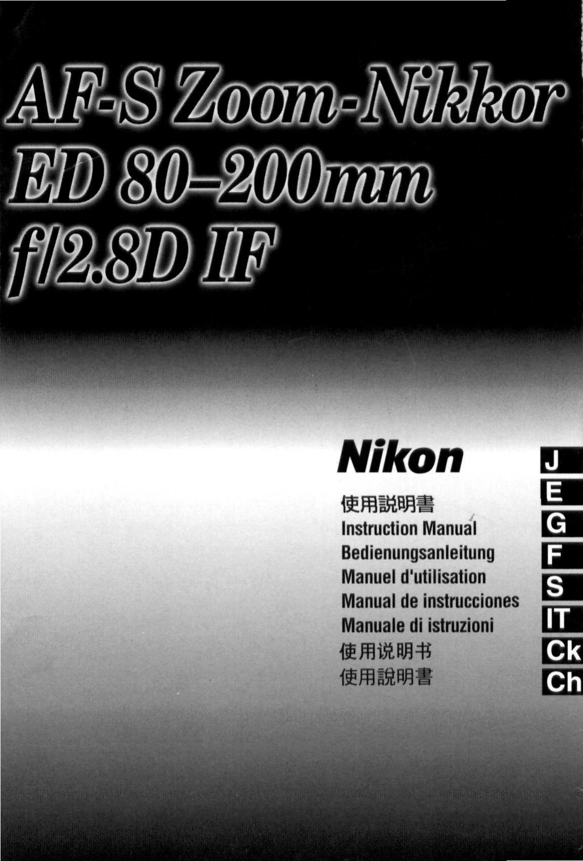 Nikon 1986 Camera Lens User Manual