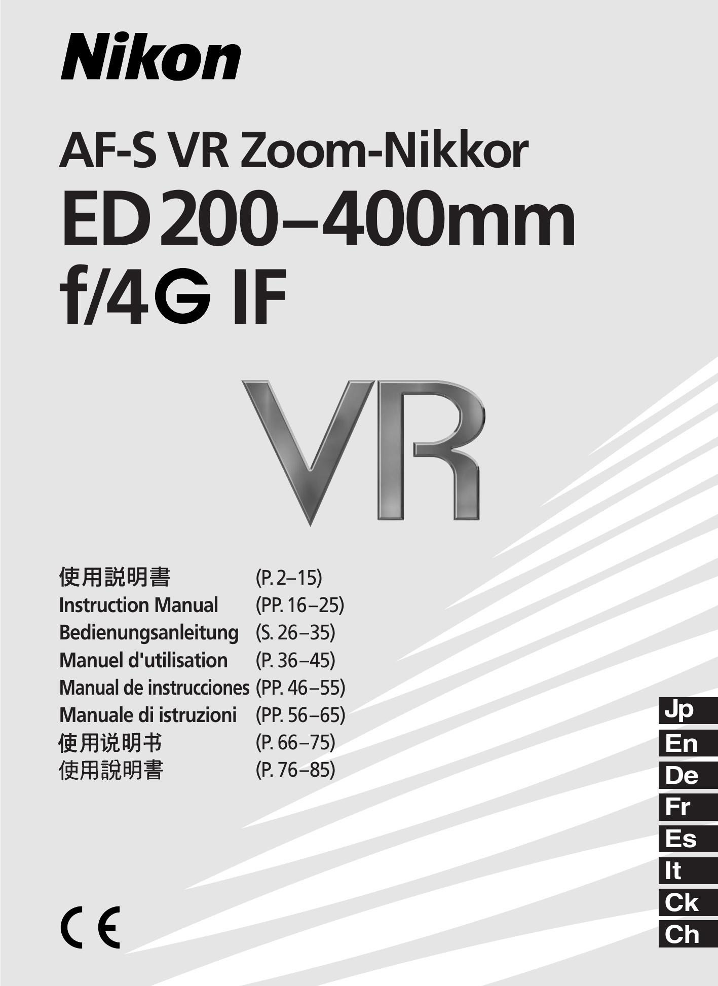 Nikon 200-400mm Camera Lens User Manual