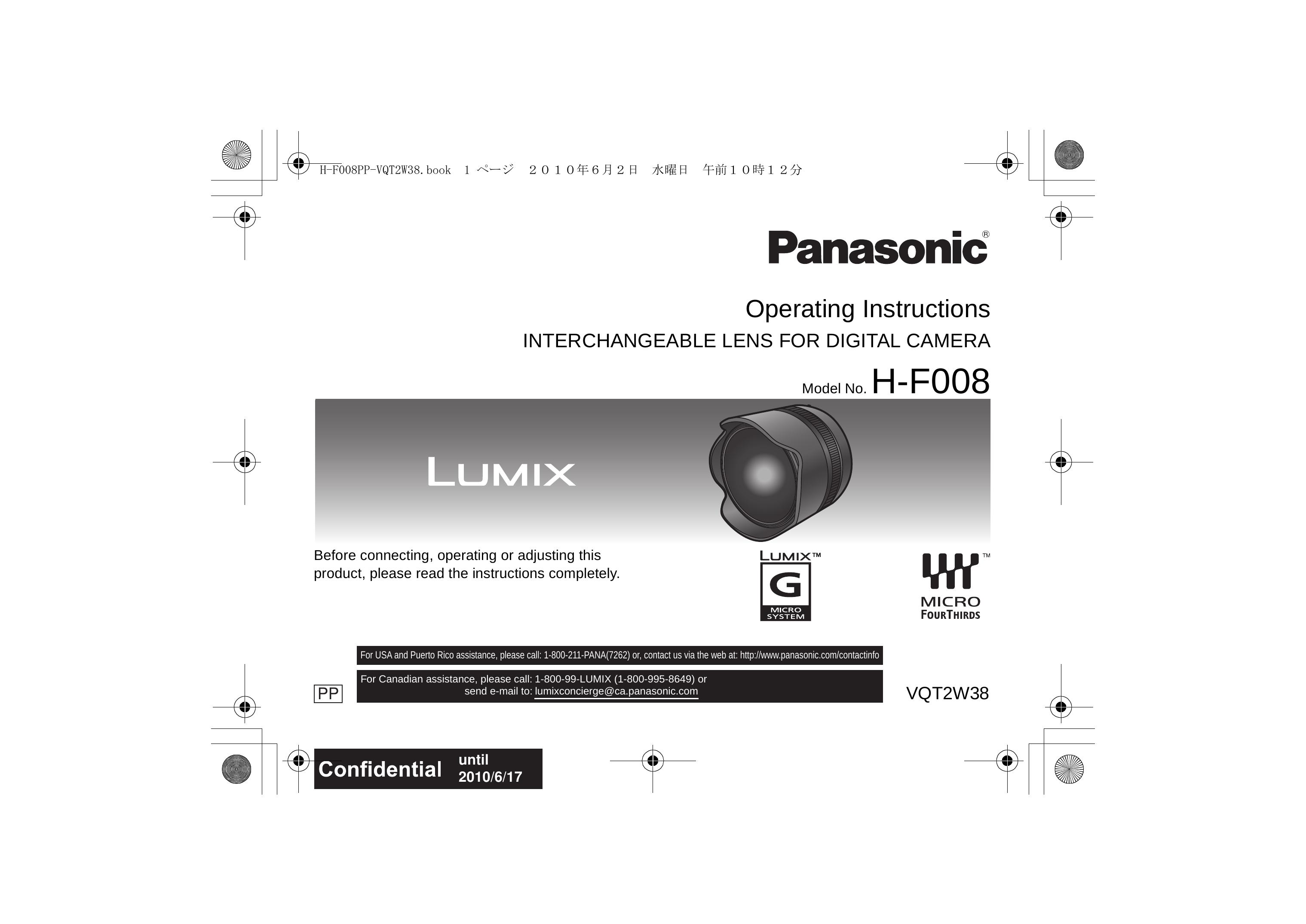 Panasonic H-F008 Camera Lens User Manual