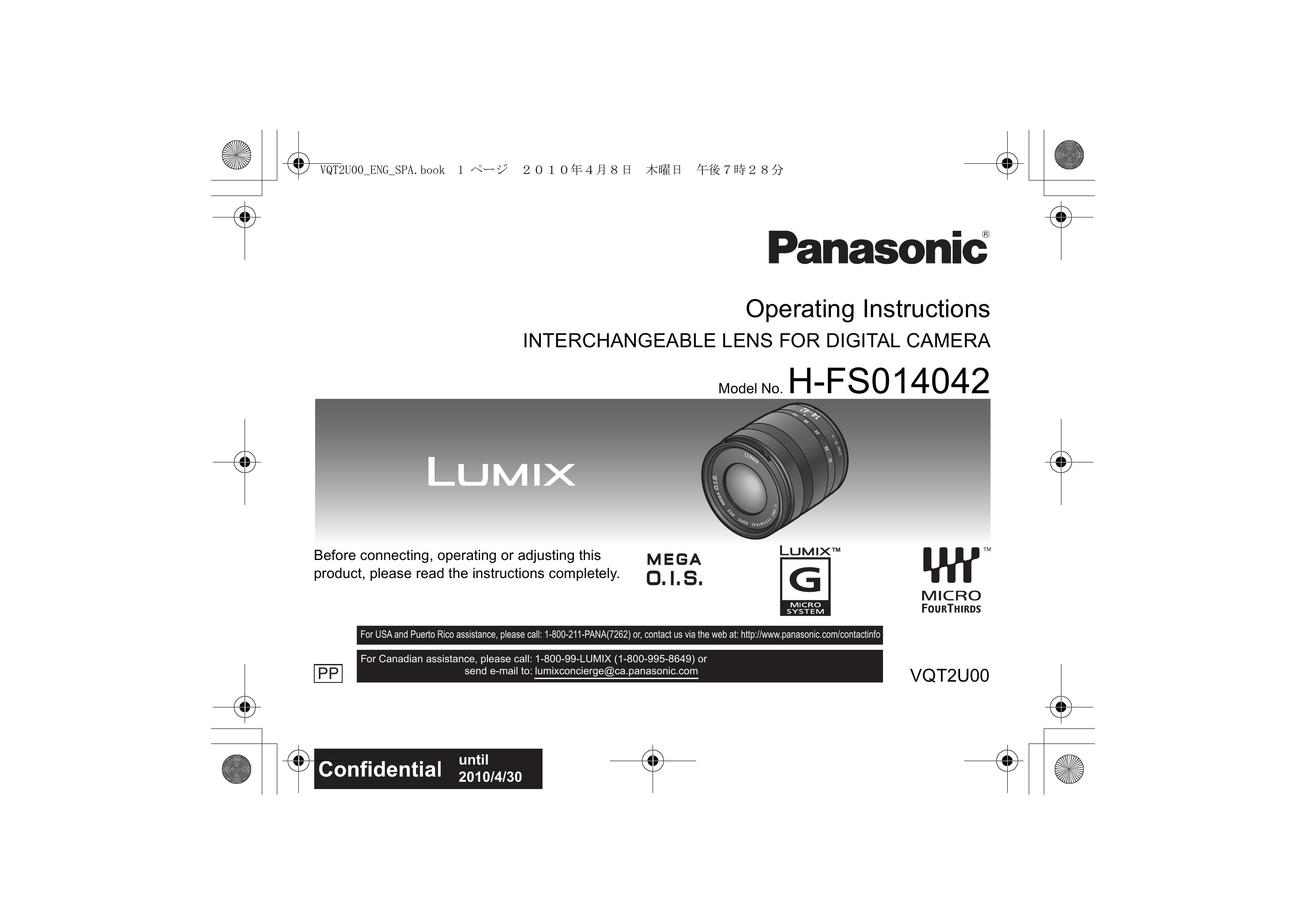 Panasonic H-FS014042 Camera Lens User Manual