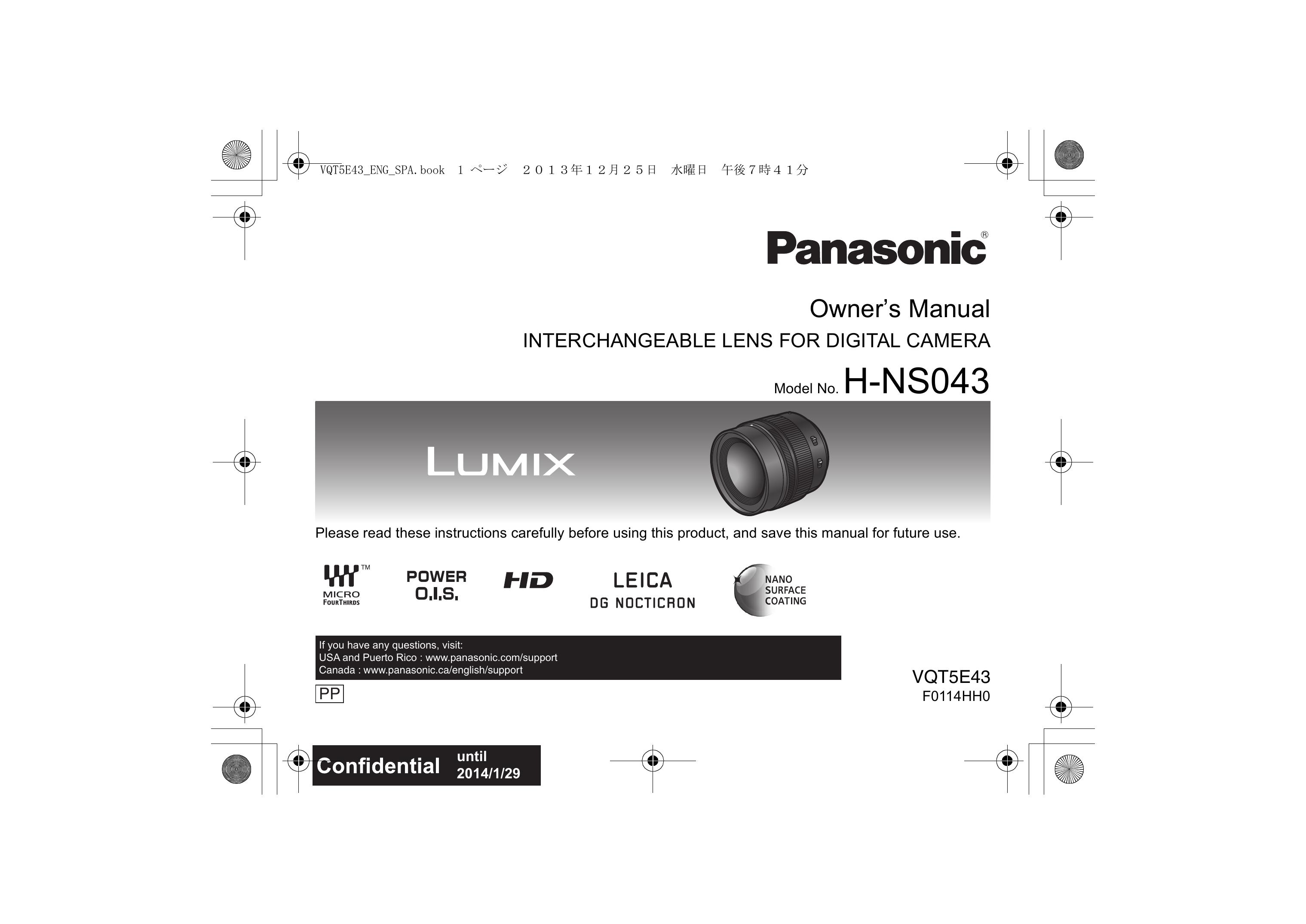 Panasonic H-NS043 Camera Lens User Manual