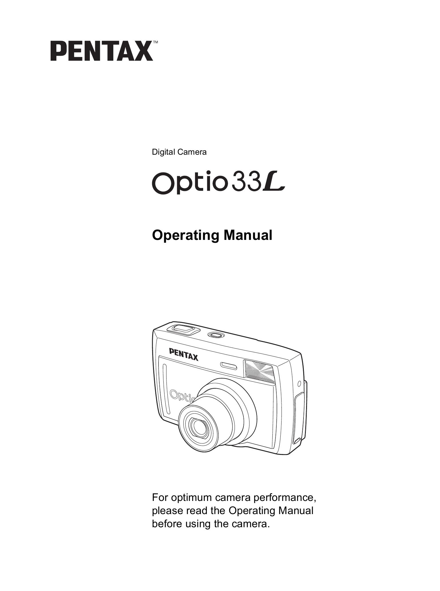 Pentax Optio 33L Camera Lens User Manual
