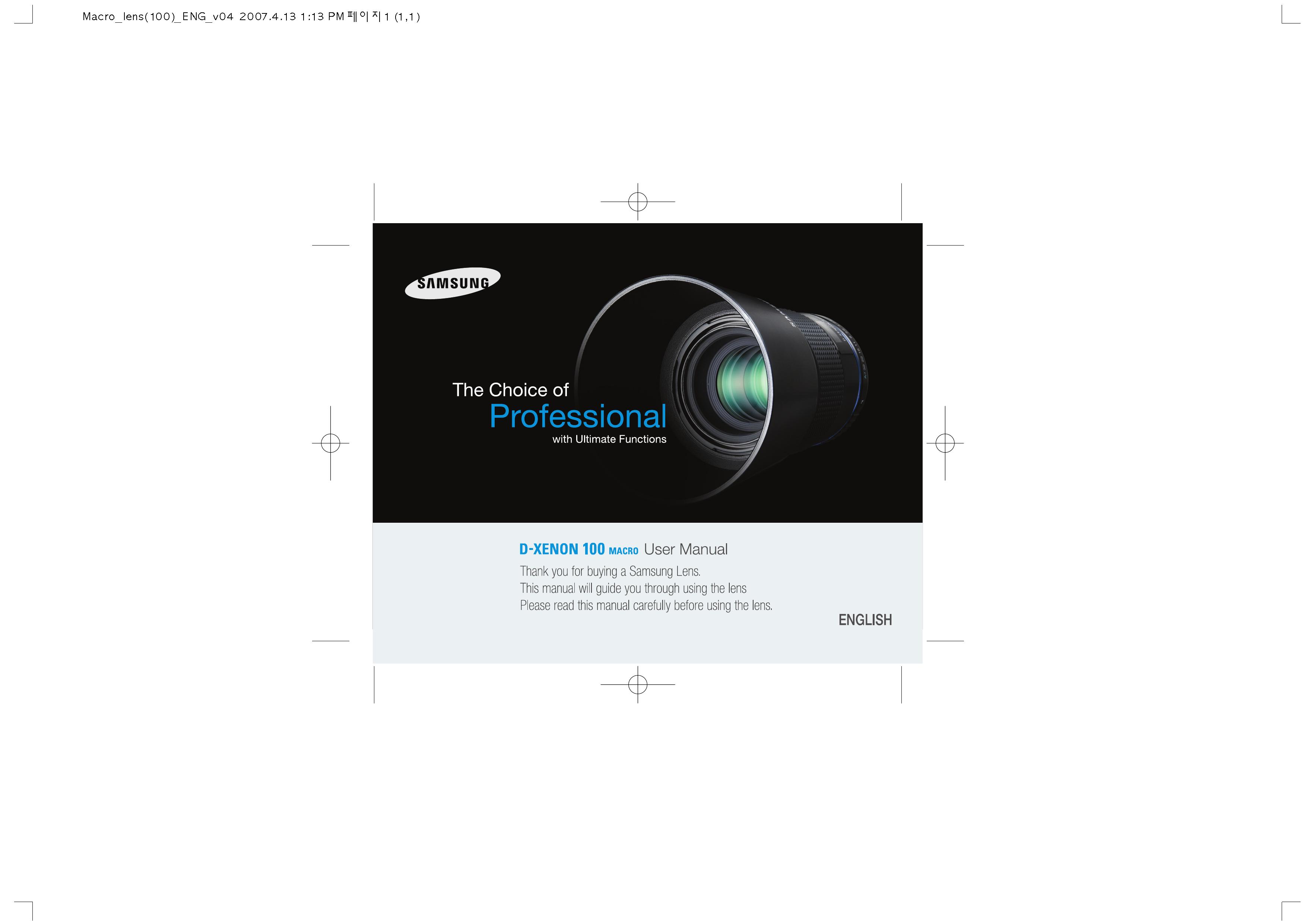 Samsung D-XENON 100 Macro Camera Lens User Manual