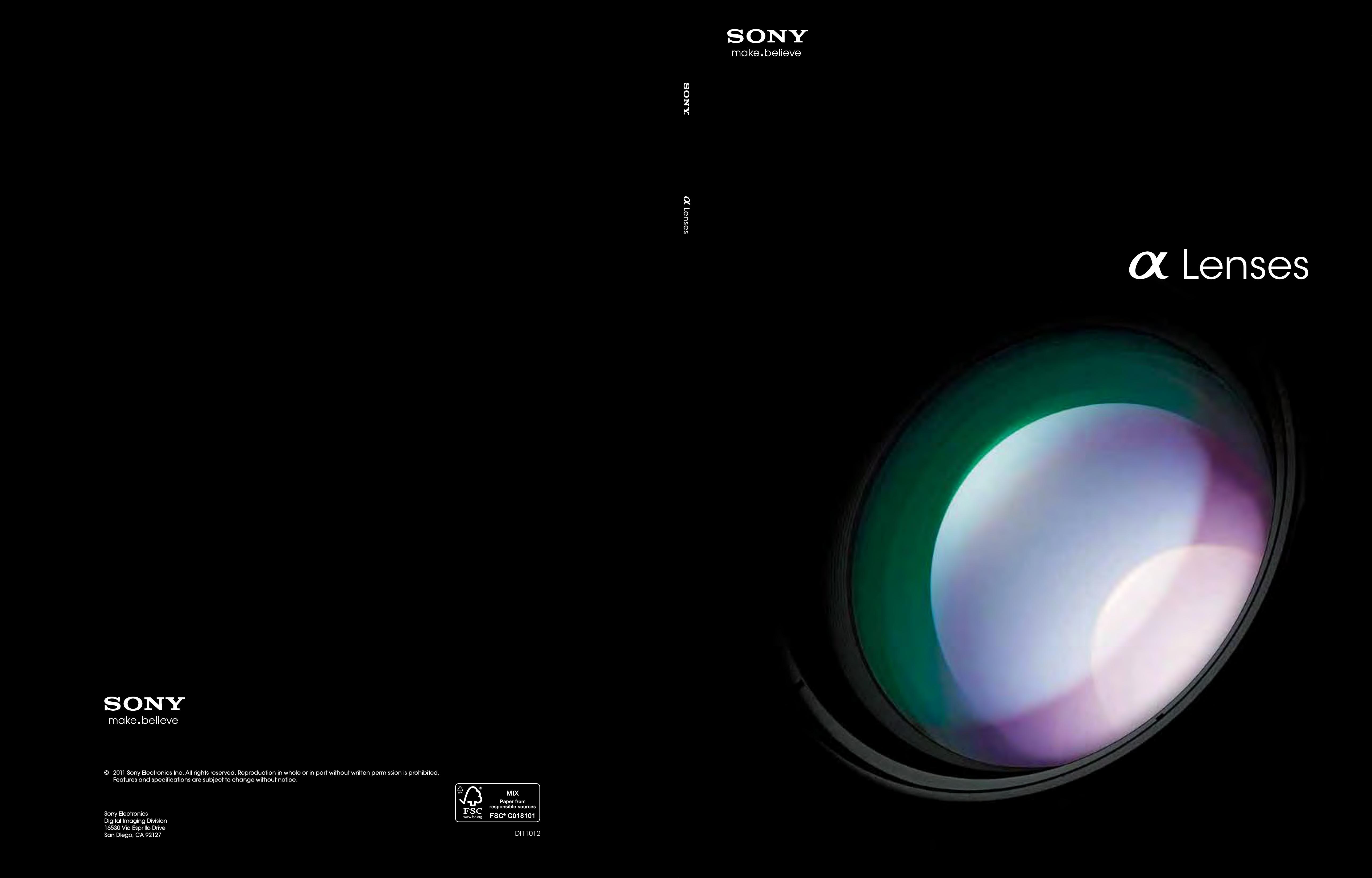 Sony ALCSH0006 Camera Lens User Manual