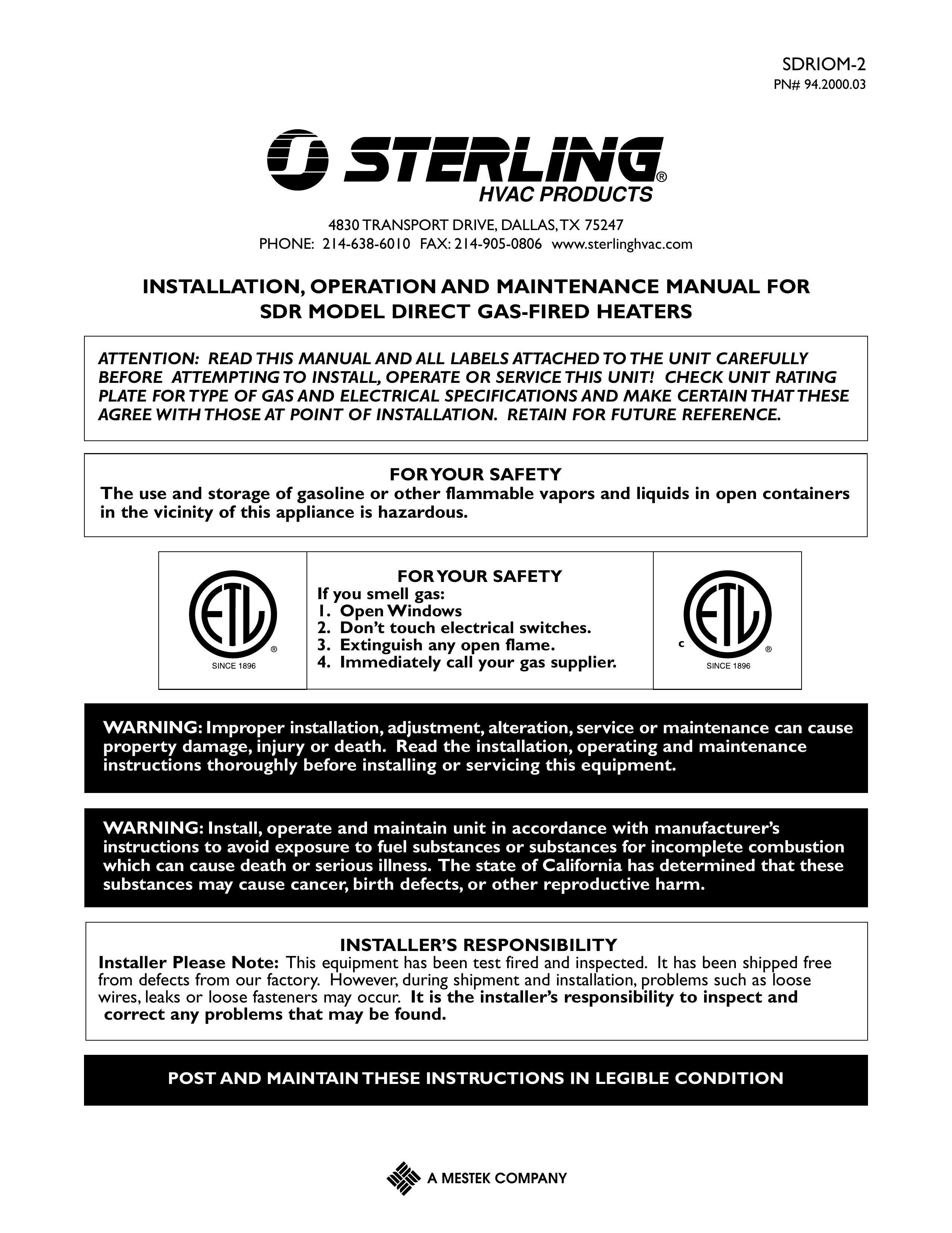 Sterling Plumbing SDRIOM-2 Camera Lens User Manual