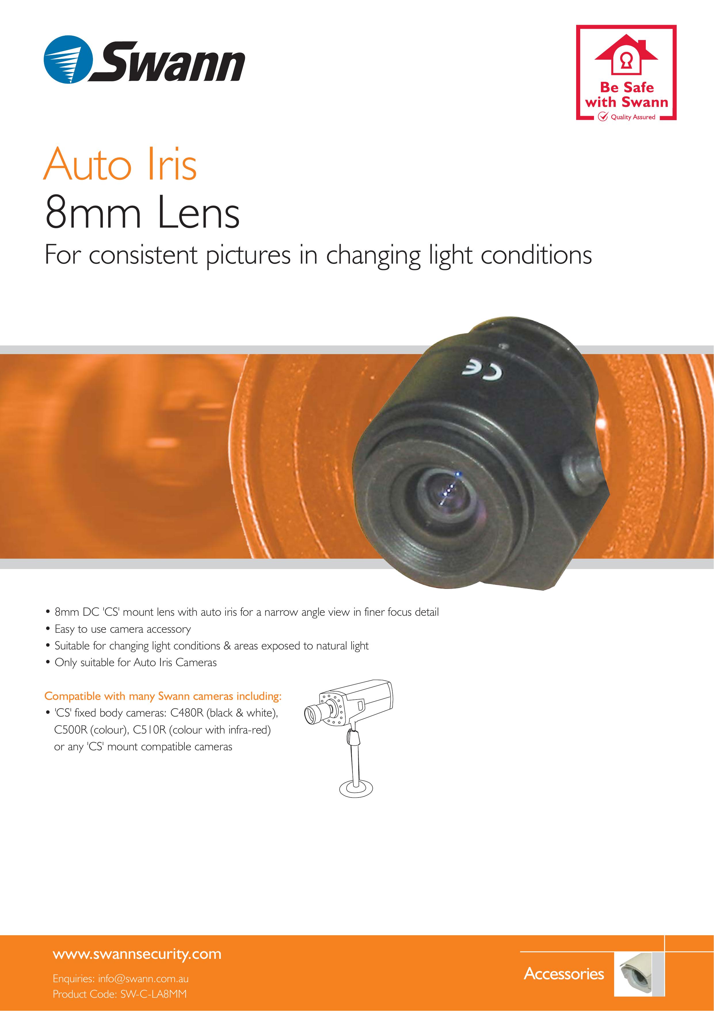 Swann SW-C-LA8MM Camera Lens User Manual