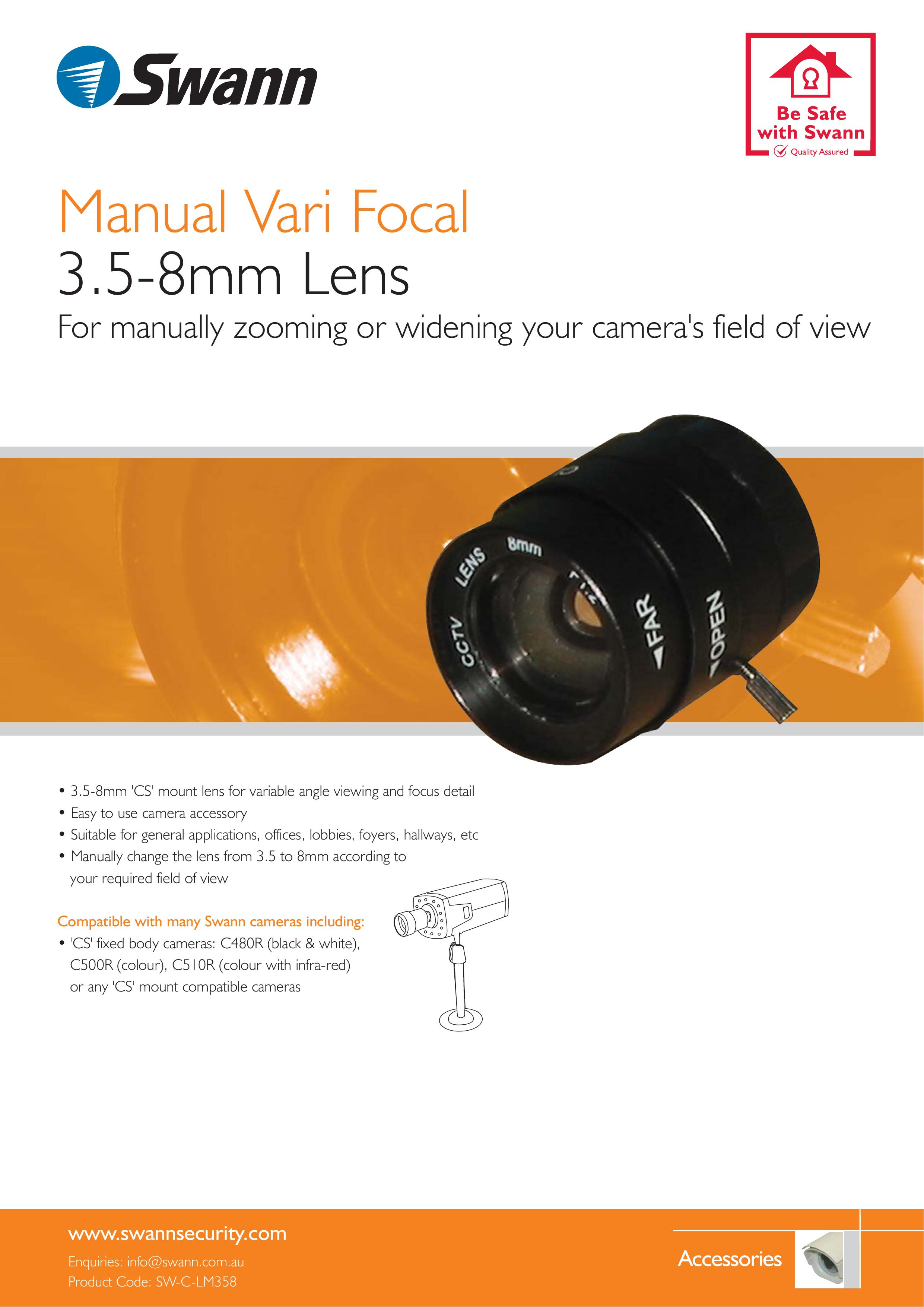 Swann SW-C-LM358 Camera Lens User Manual