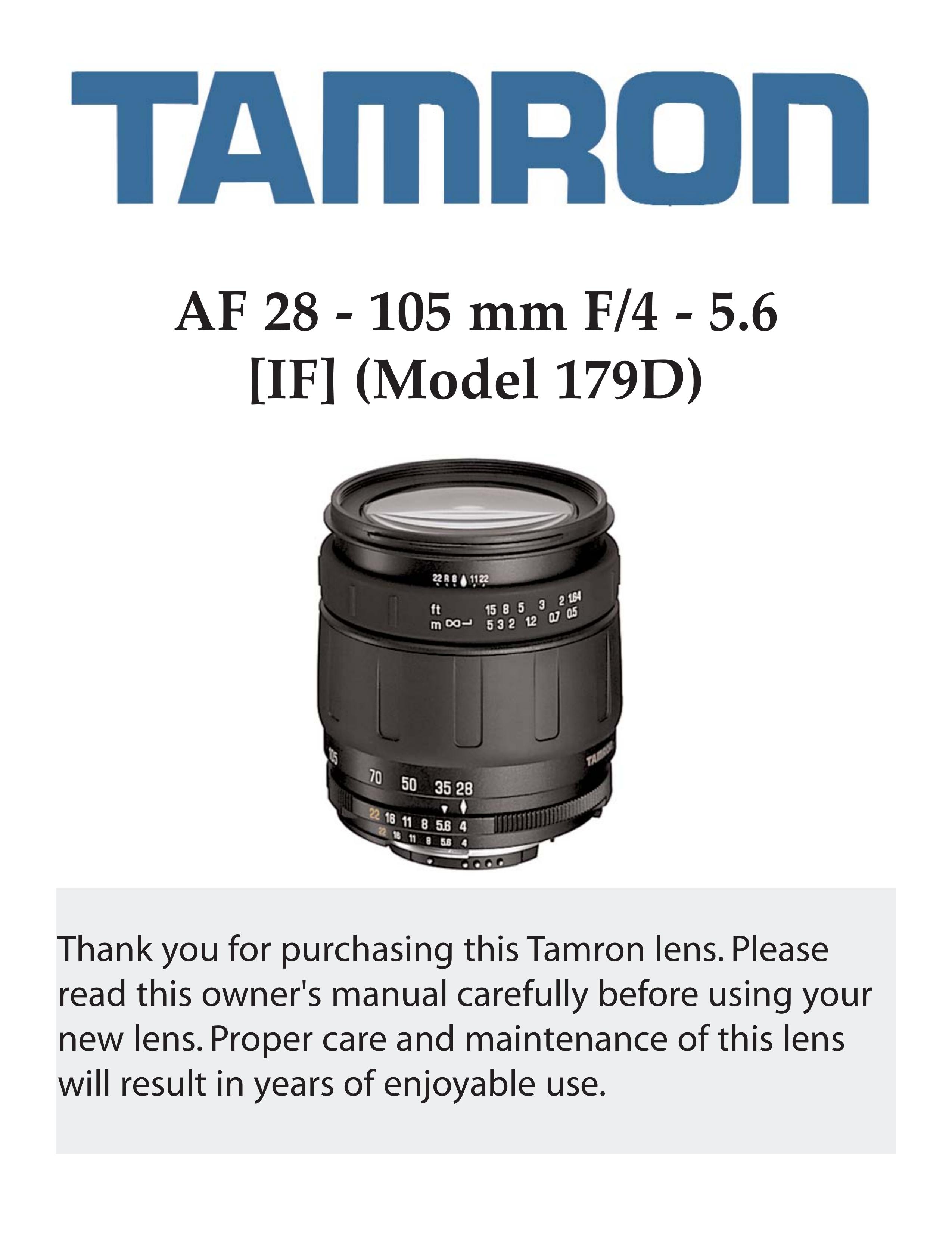 Tamron 179D Camera Lens User Manual