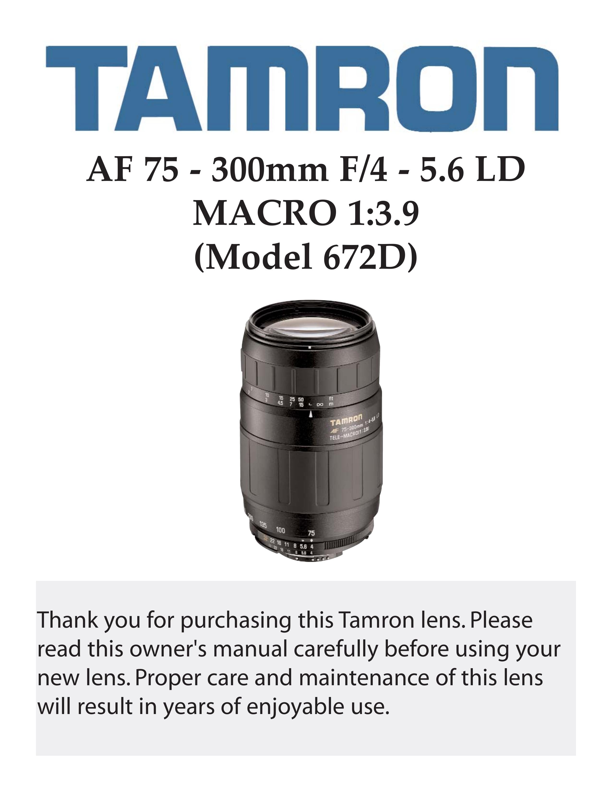 Tamron 672D Camera Lens User Manual