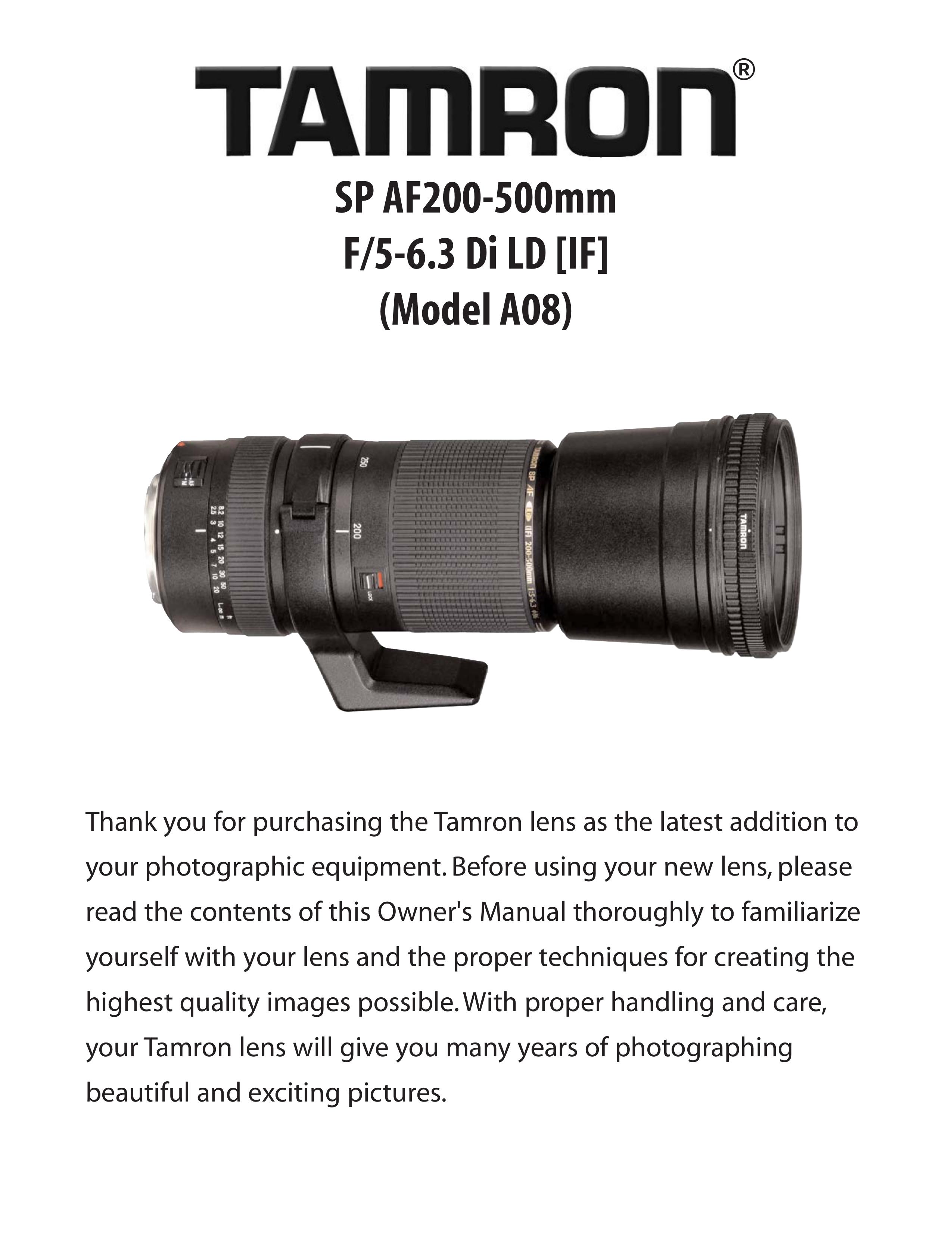 Tamron A08 Camera Lens User Manual