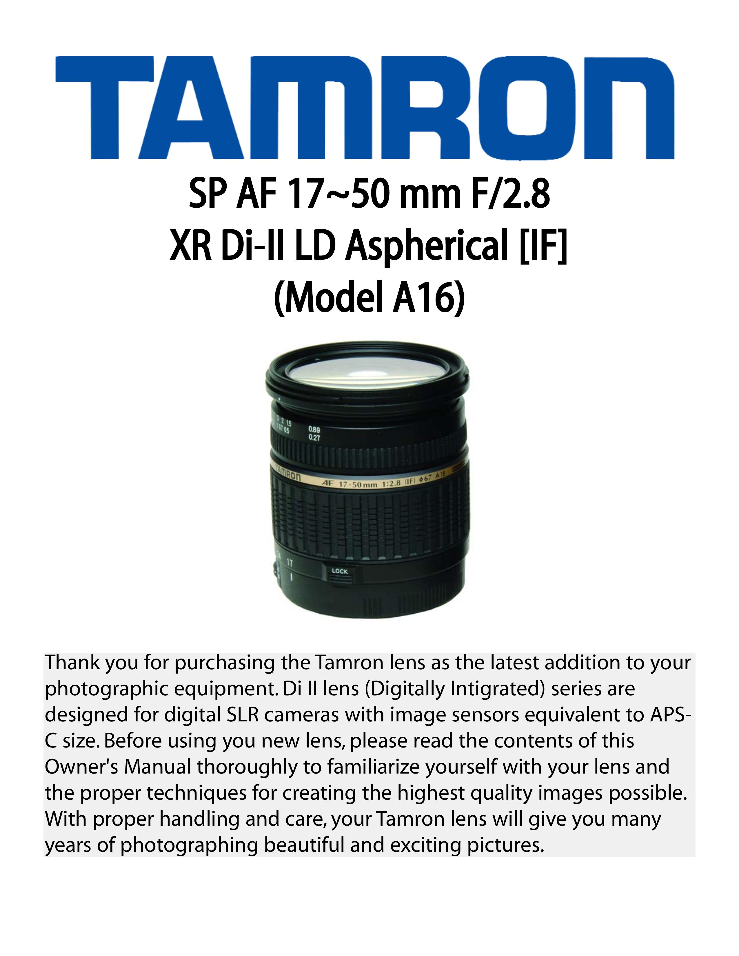 Tamron AF016NII700 Camera Lens User Manual