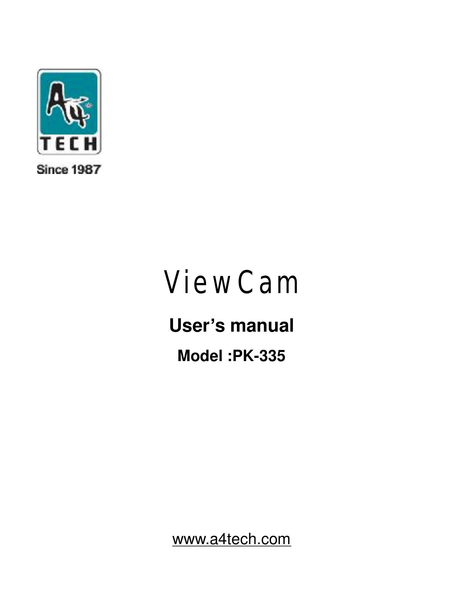 A4 Tech. PK-335 Digital Camera User Manual