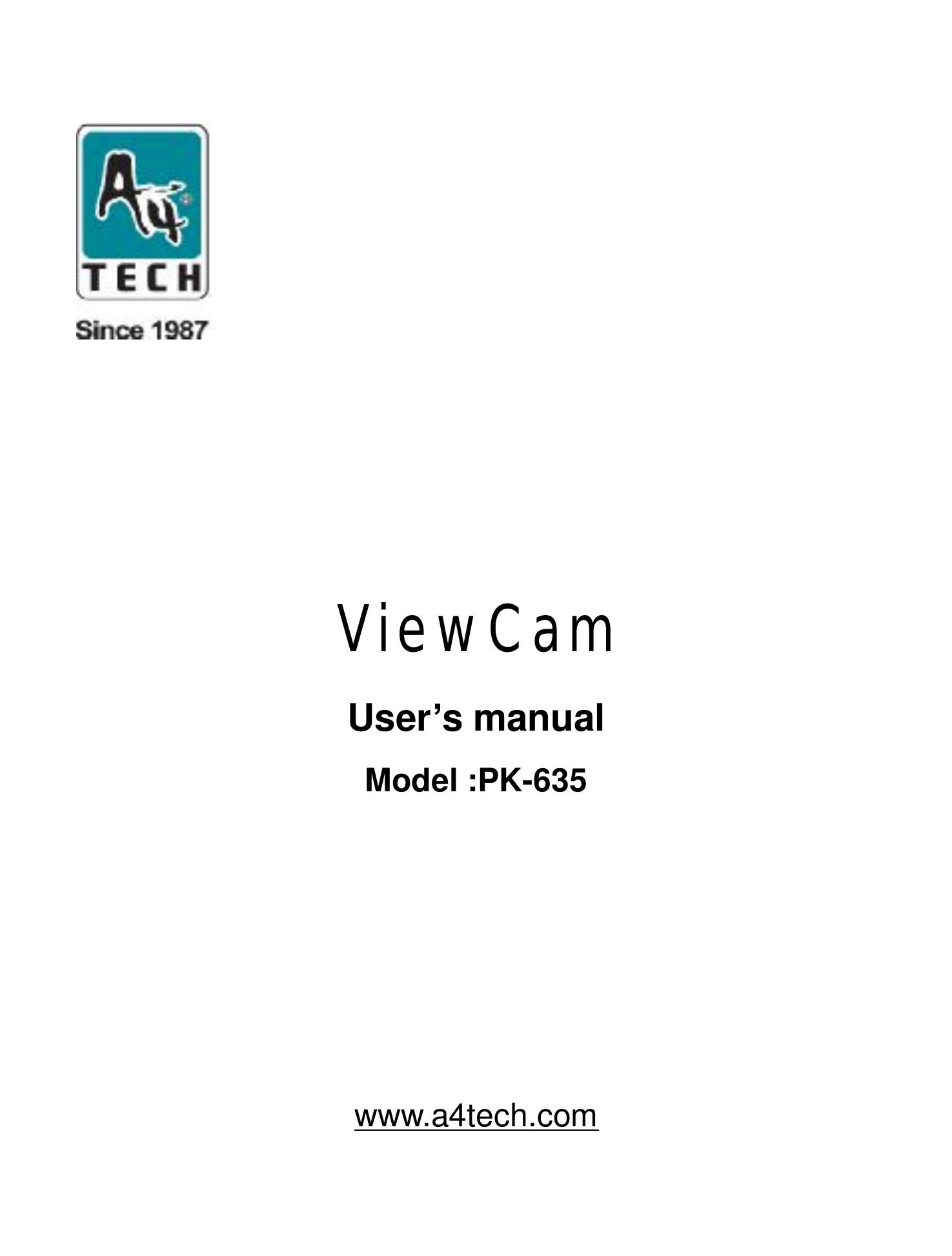 A4 Tech. PK-635 Digital Camera User Manual