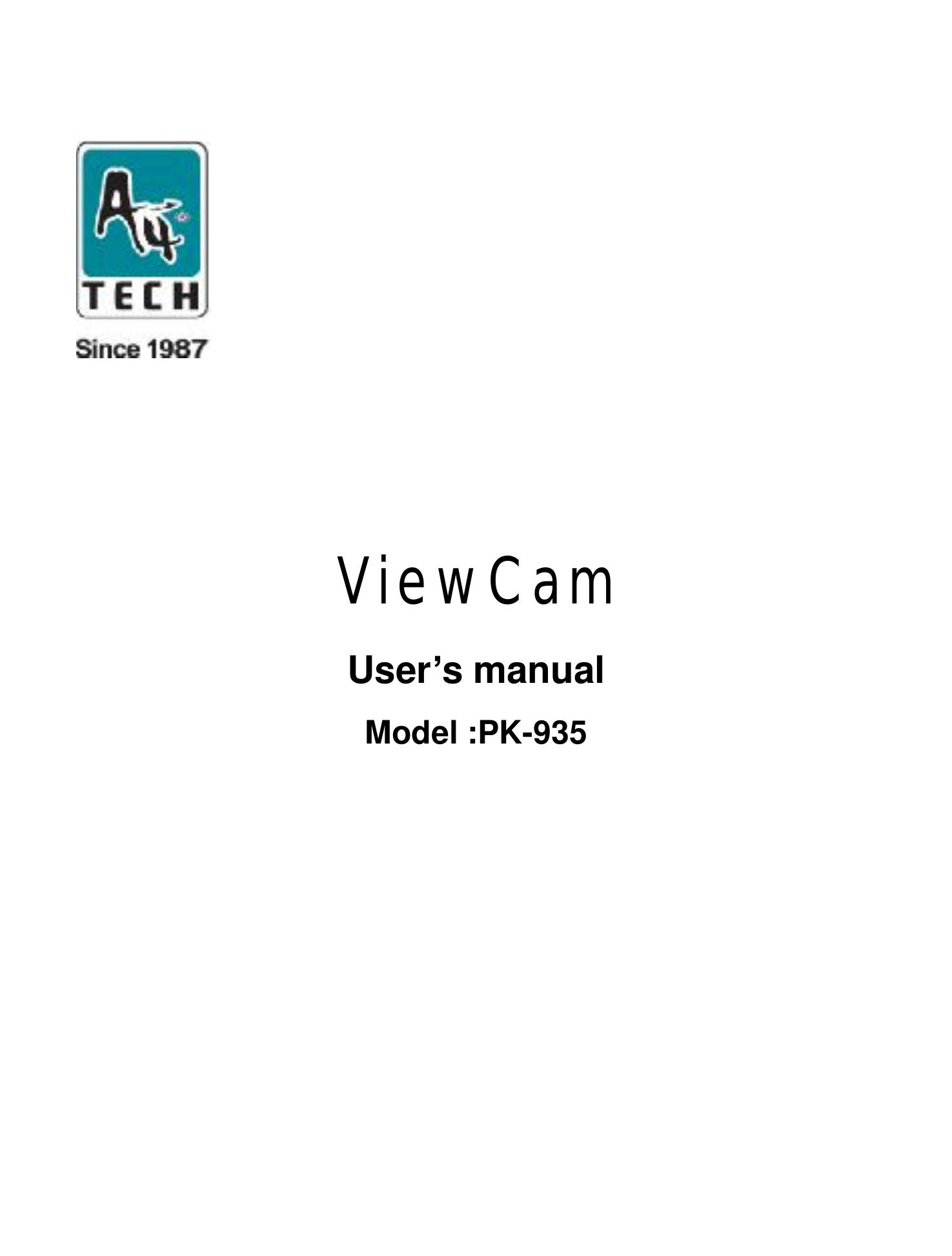 A4 Tech. PK-935 Digital Camera User Manual