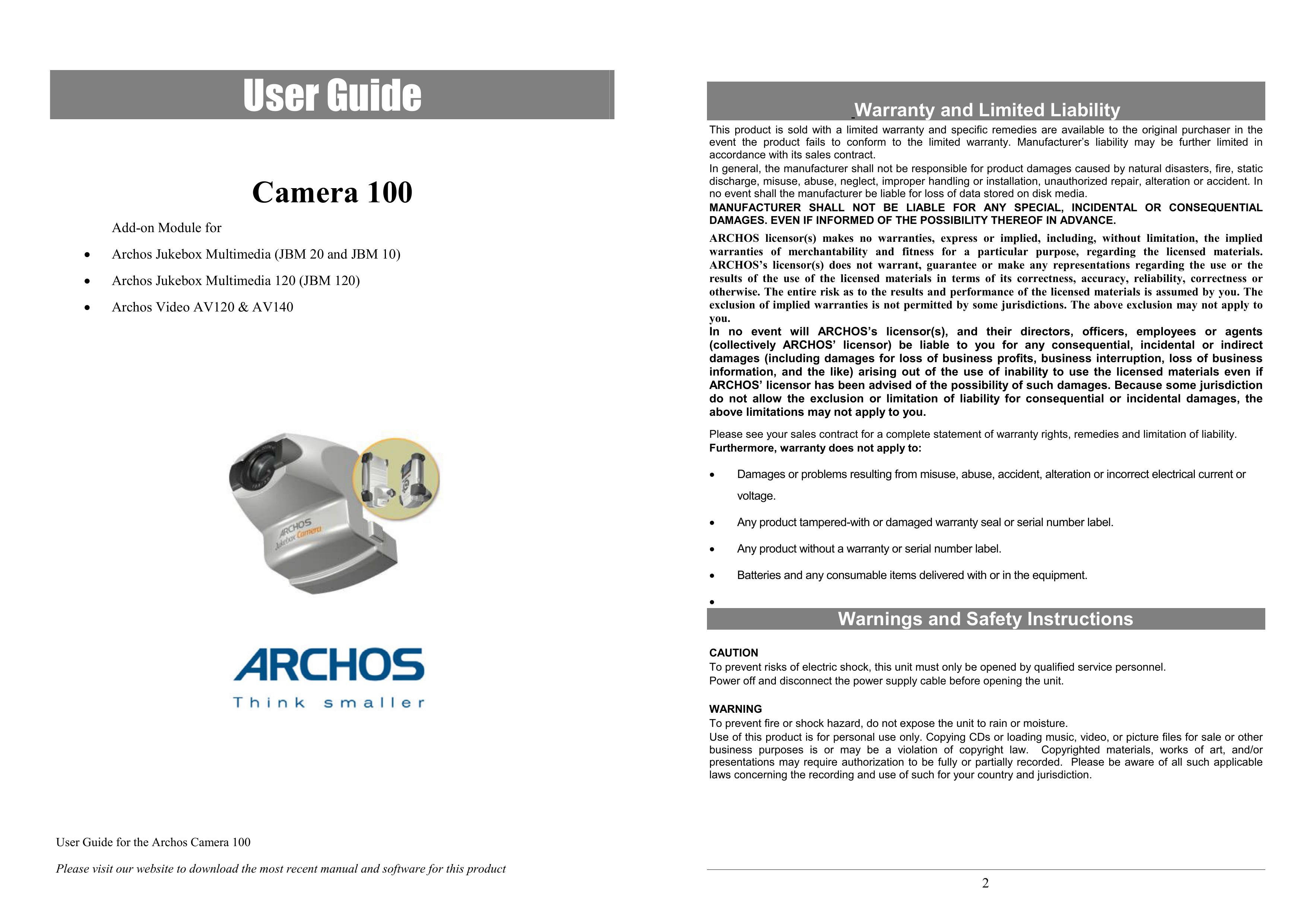 Archos JBM 20 Digital Camera User Manual