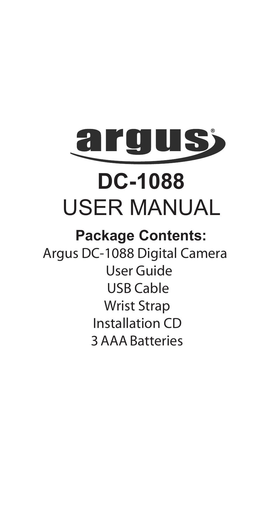 Argus Camera DC-1088 Digital Camera User Manual