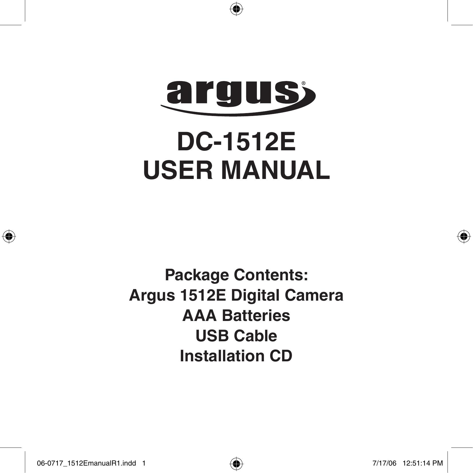 Argus Camera DC-1512E Digital Camera User Manual