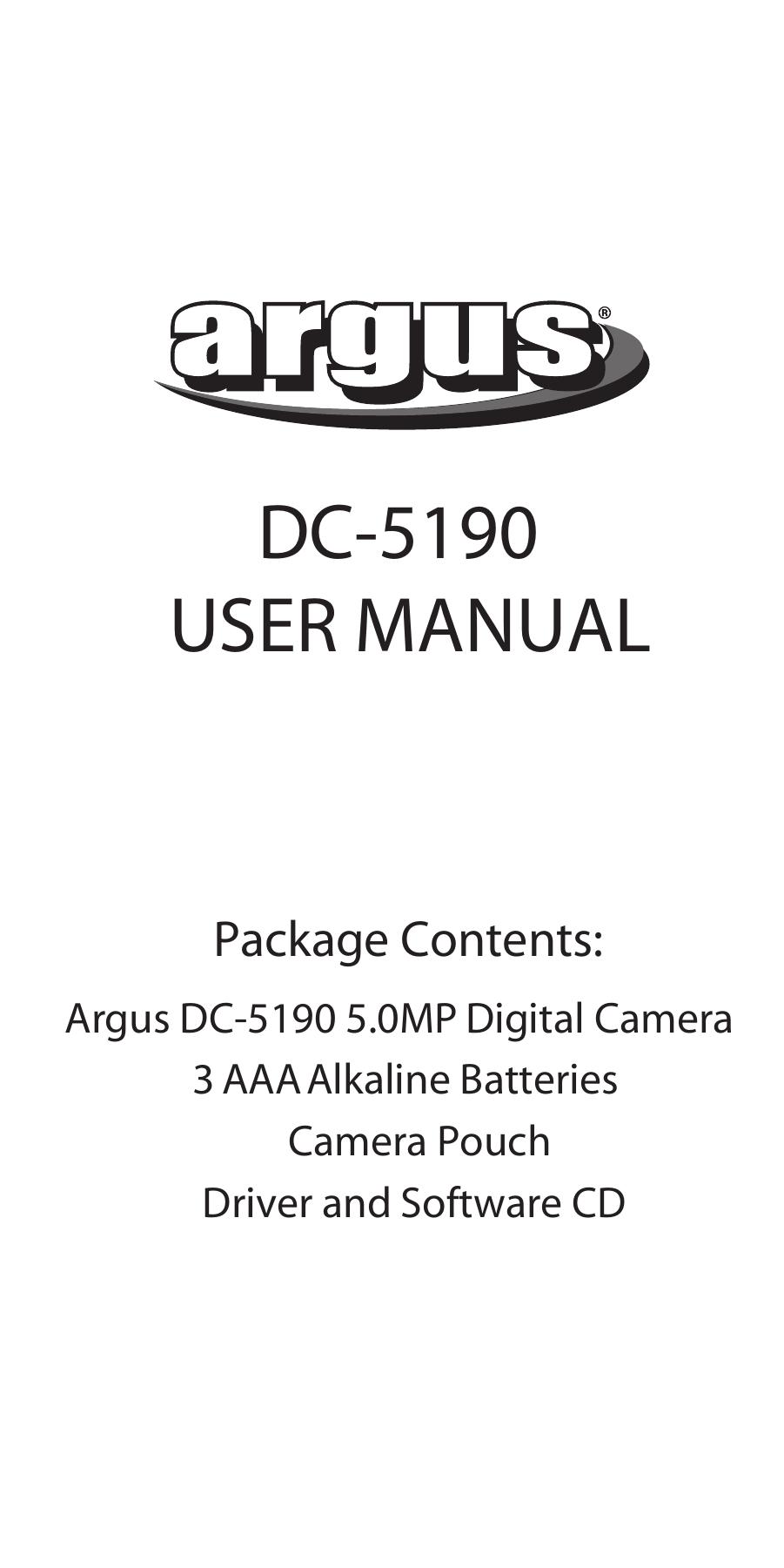 Argus Camera DC-5190 Digital Camera User Manual