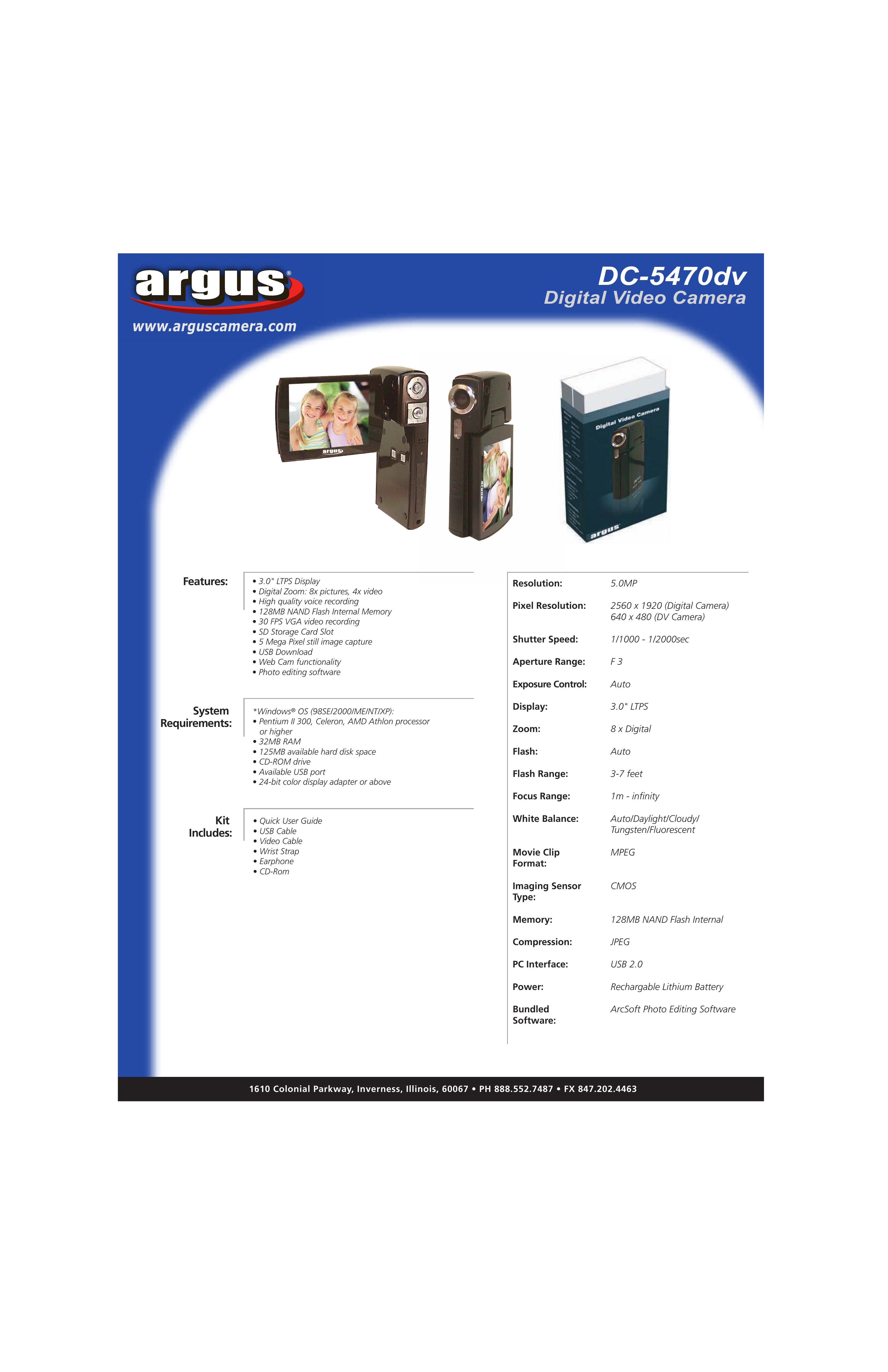 Argus Camera DC-5470dv Digital Camera User Manual