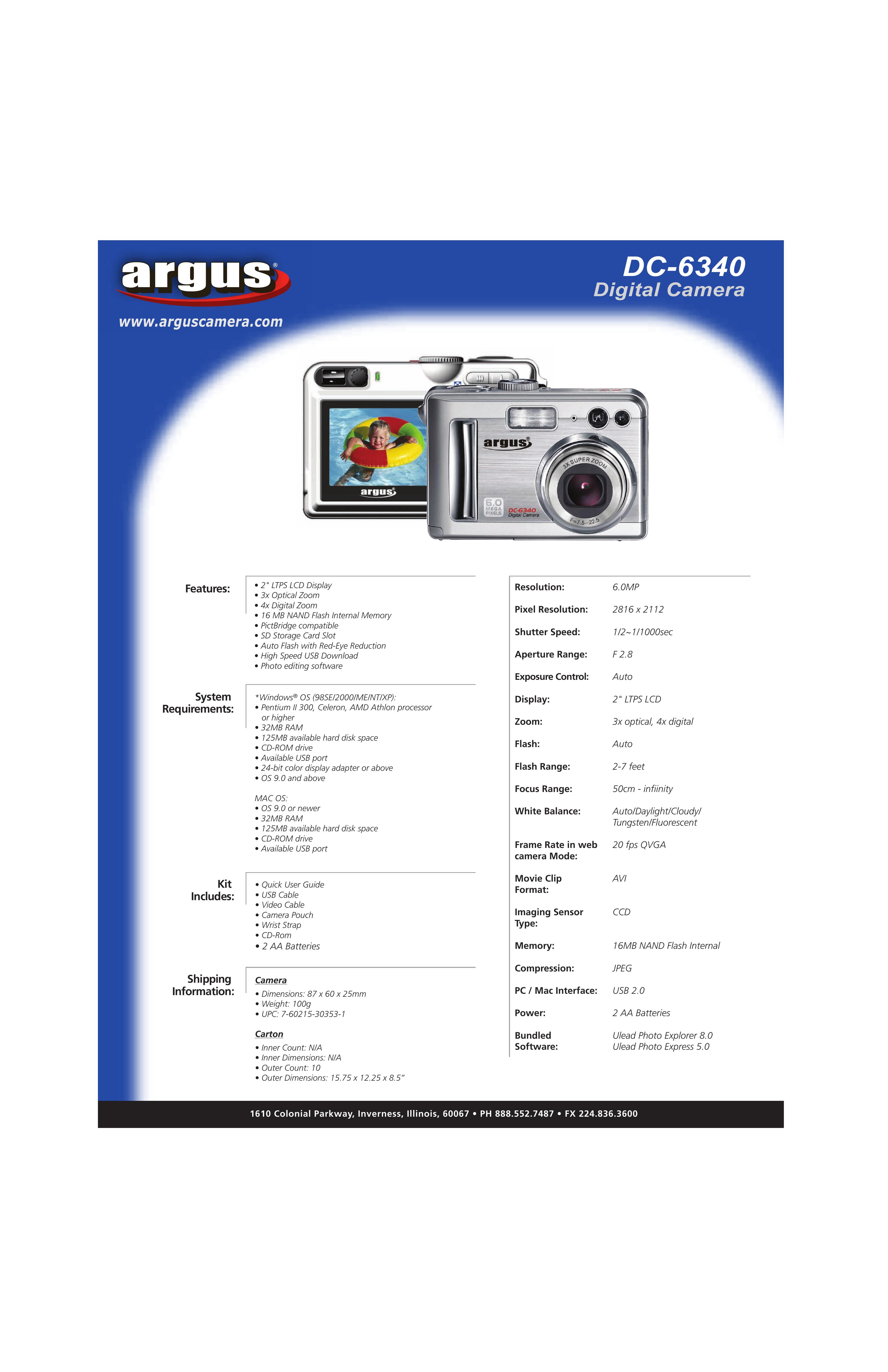 Argus Camera DC-6340 Digital Camera User Manual