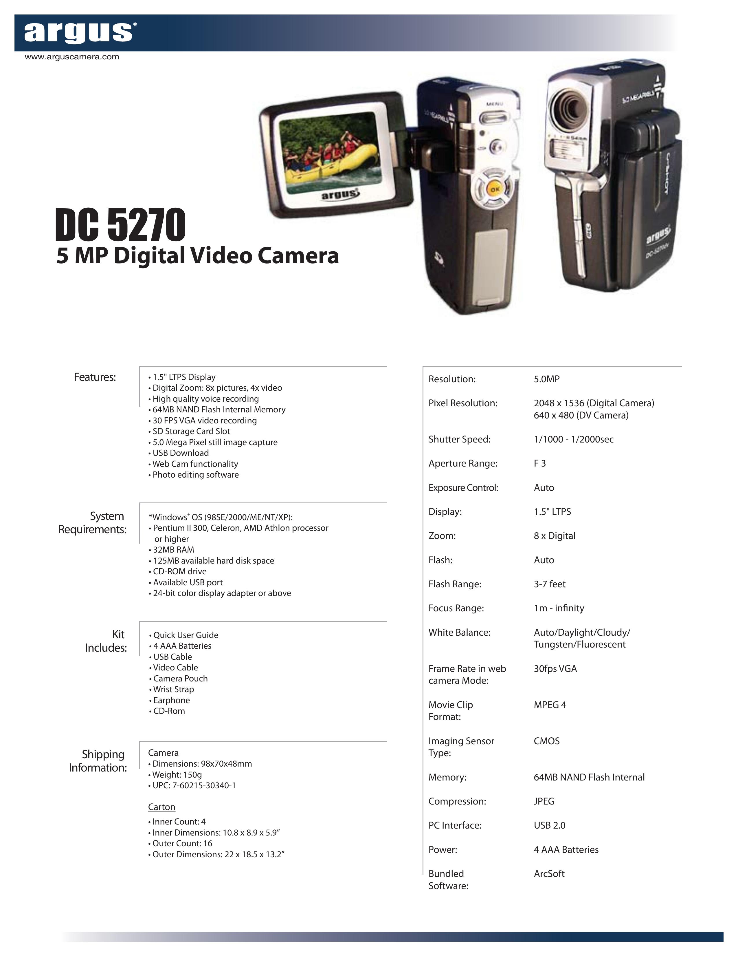 Argus Camera DC5270 Digital Camera User Manual