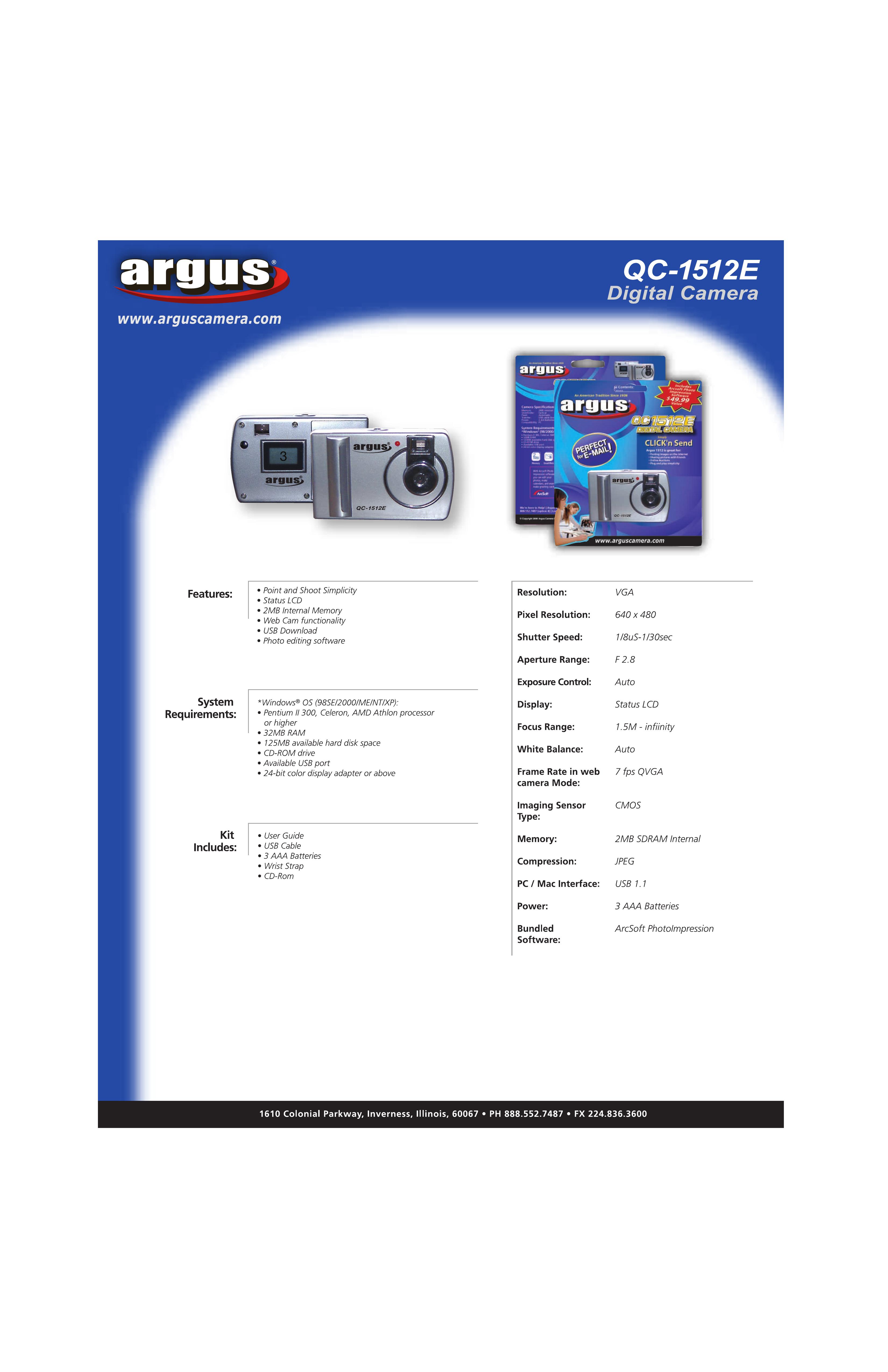 Argus Camera QC-1512E Digital Camera User Manual
