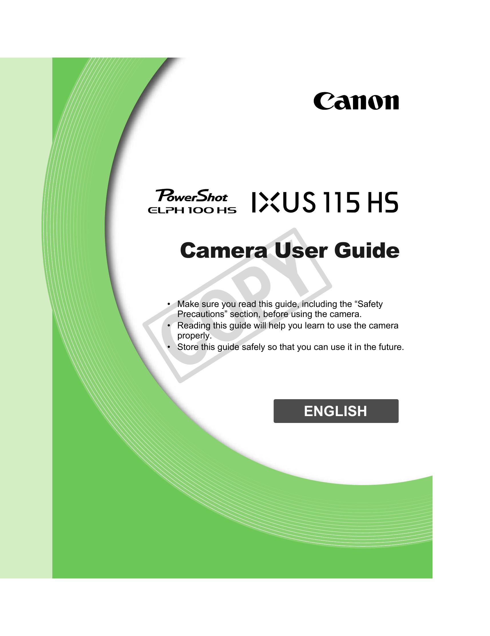 Canon 100 HS Digital Camera User Manual