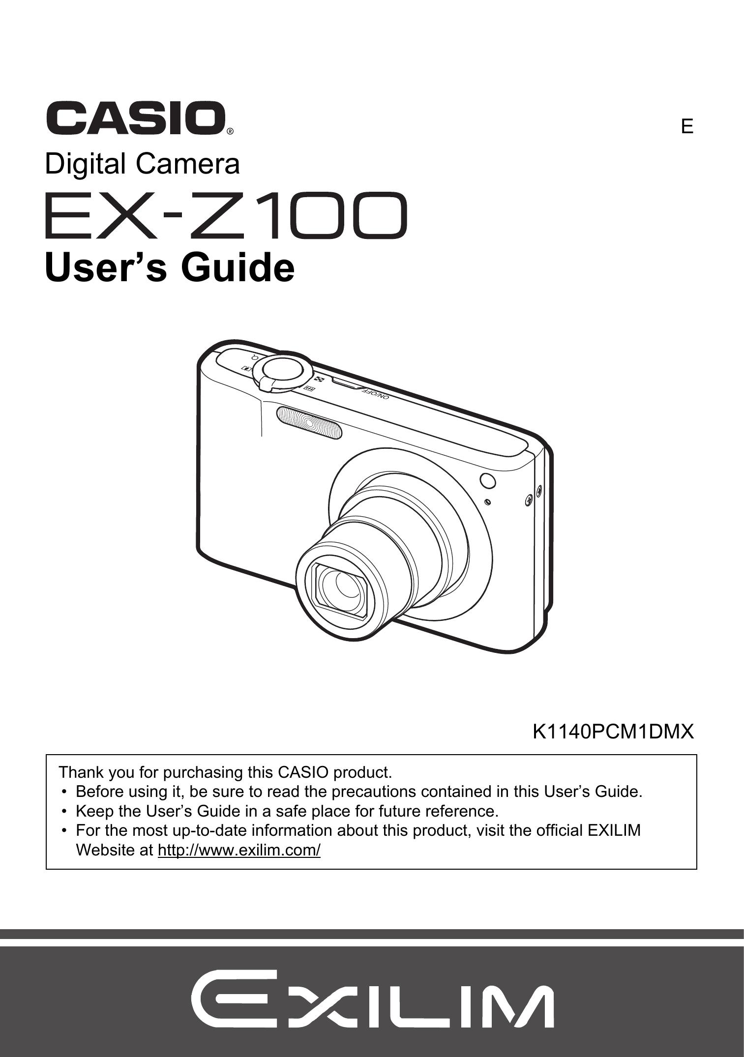 Casio EX Z 100 Digital Camera User Manual