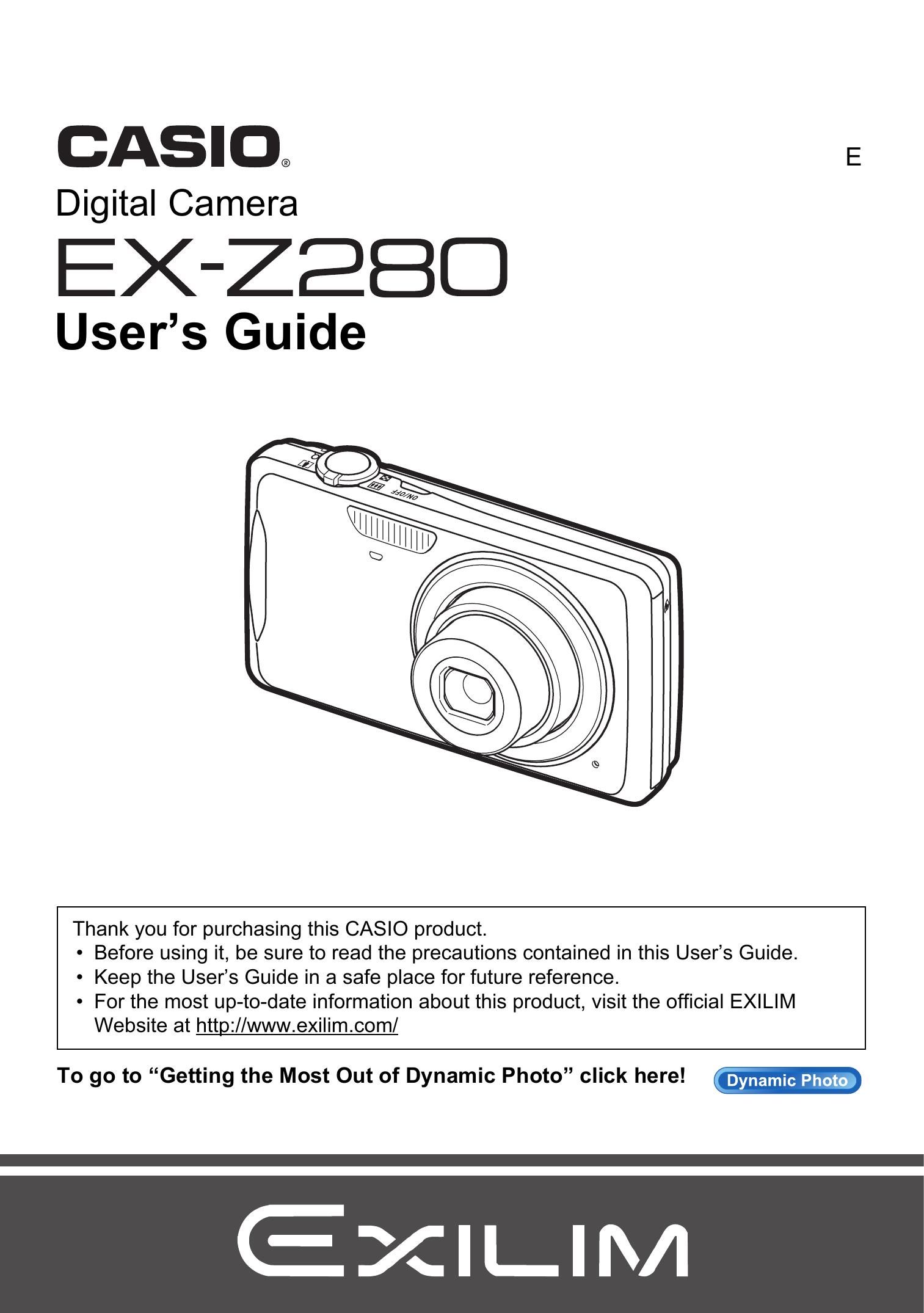 Casio EX Z 280 Digital Camera User Manual