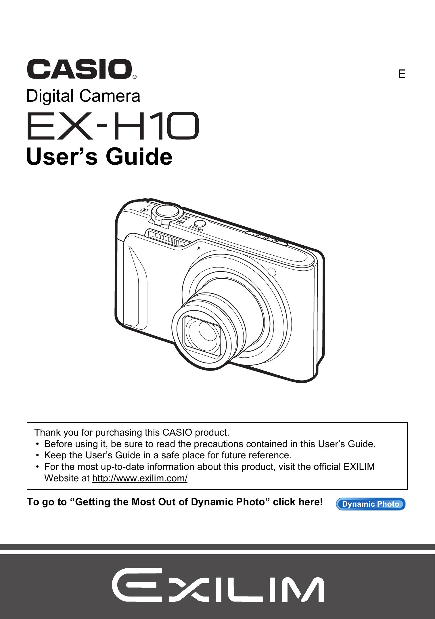 Casio EX-H10 Digital Camera User Manual